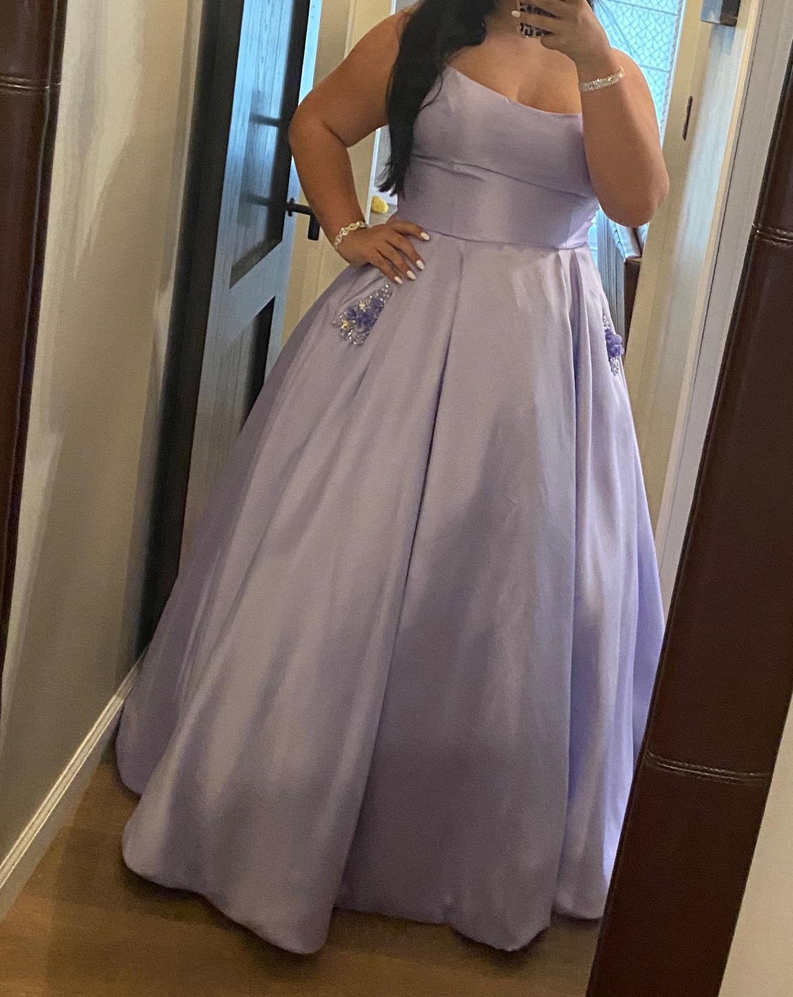 Sherri Hill Plus Size 18 Prom Sequined Light Purple Ball Gown on Queenly
