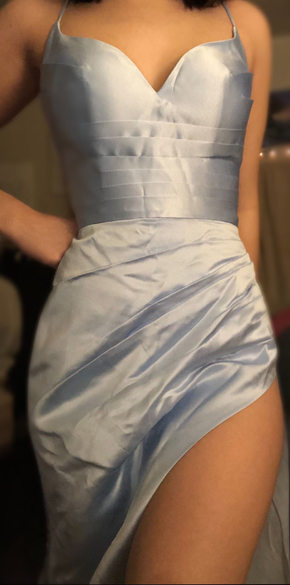 Size 2 Prom Light Blue Side Slit Dress on Queenly