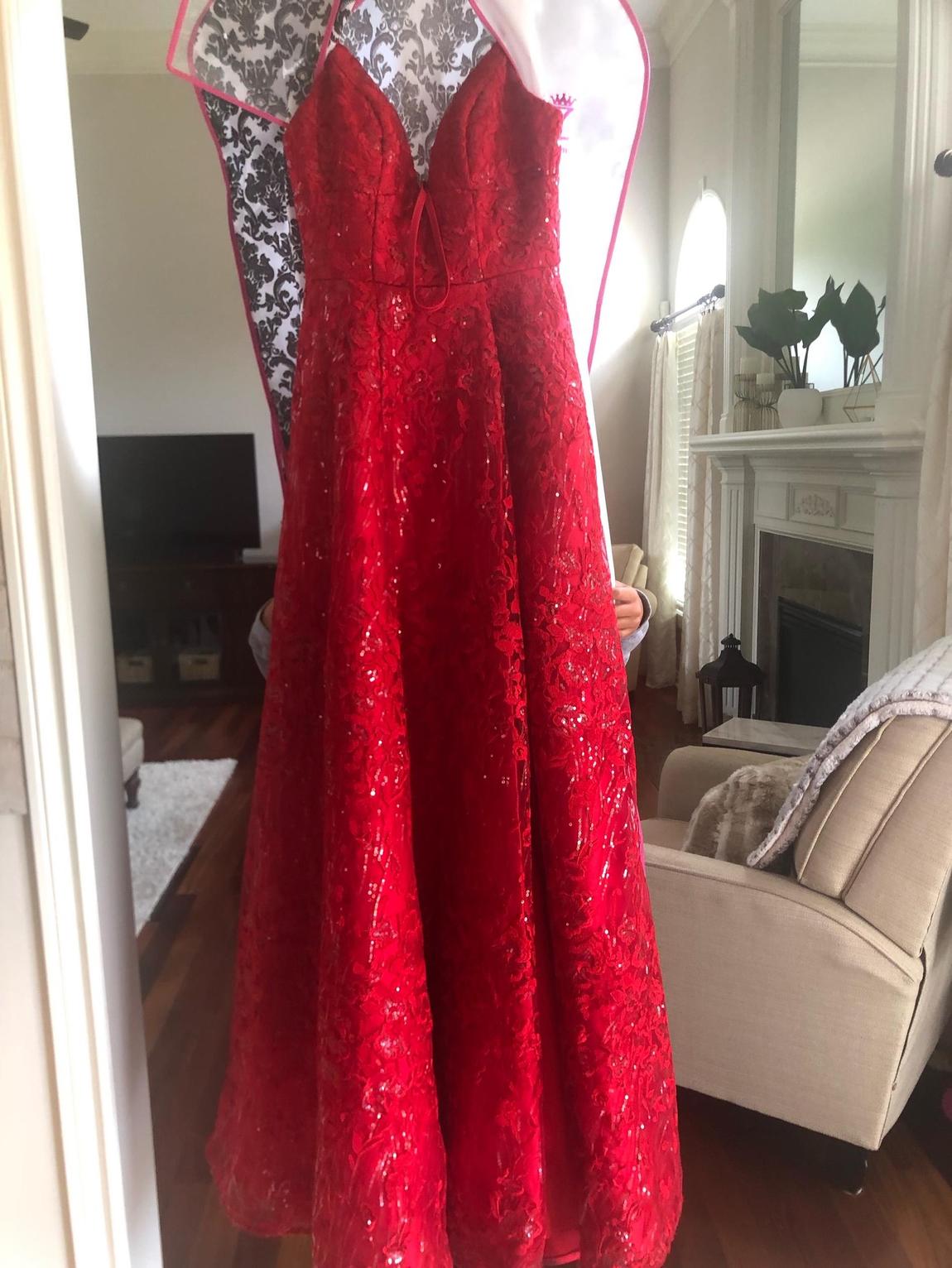 Sherri Hill Size 4 Prom Red Ball Gown on Queenly
