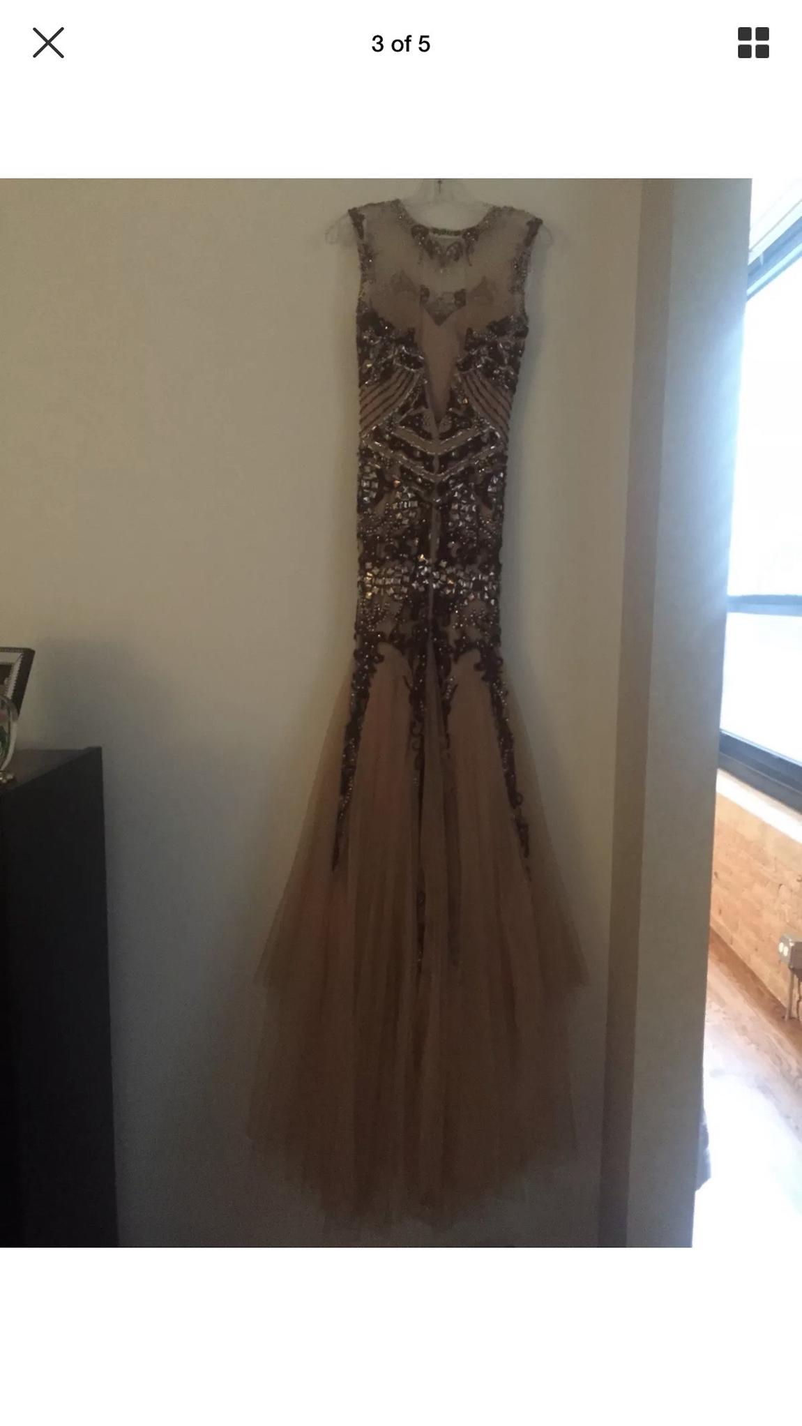 Sherri Hill Size 2 Bridesmaid Plunge Lace Gold Mermaid Dress on Queenly