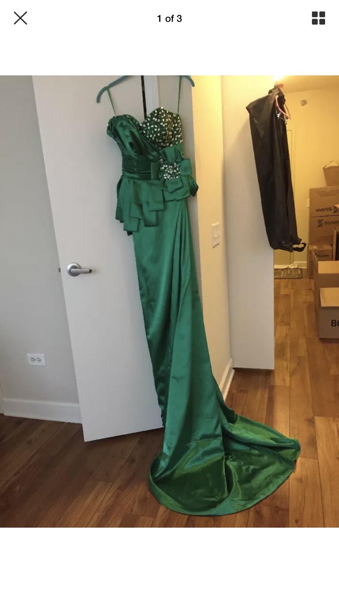 Size 2 Prom Strapless Sequined Green A-line Dress on Queenly