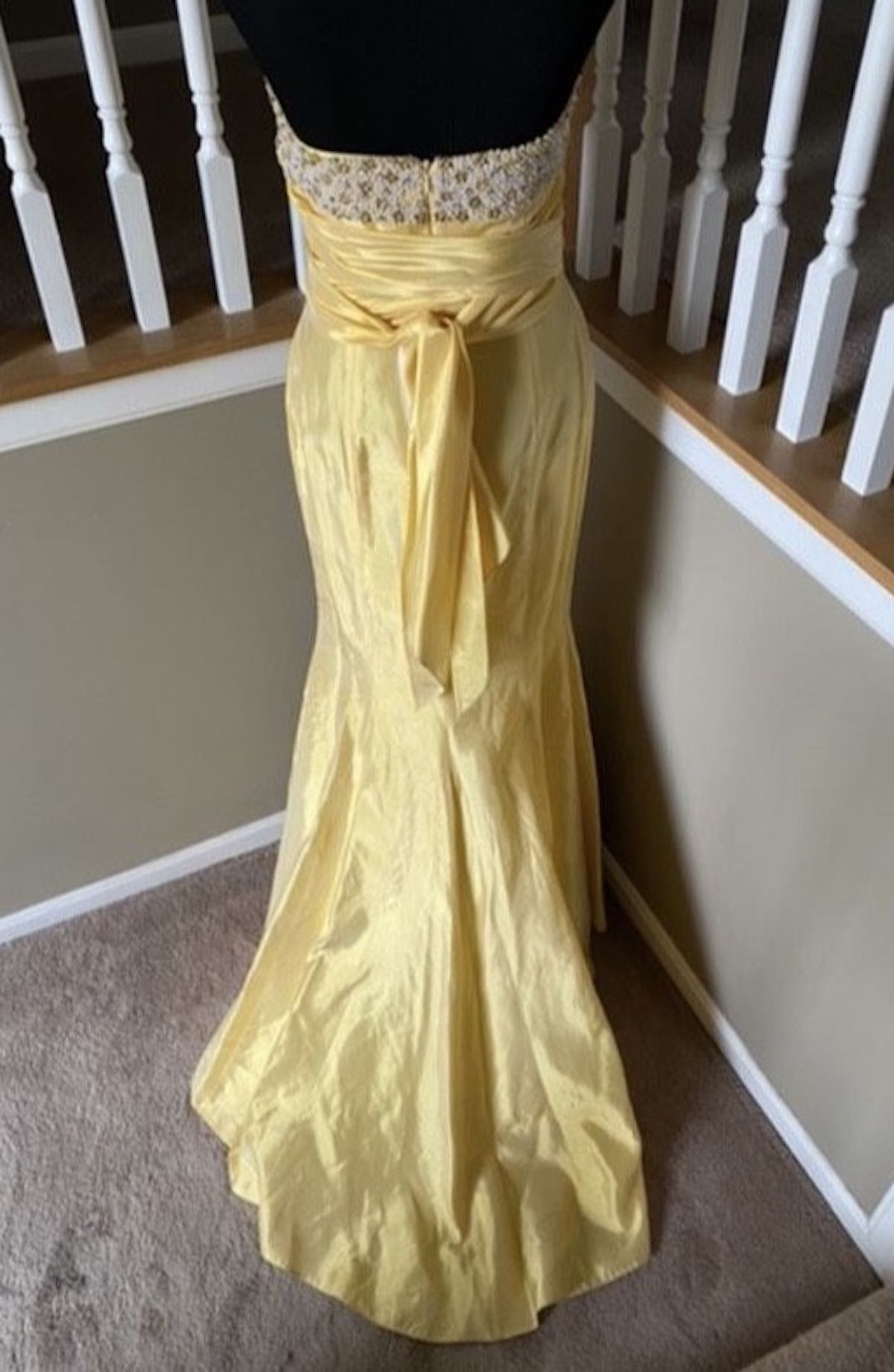 Jovani Size 6 Strapless Yellow A-line Dress on Queenly