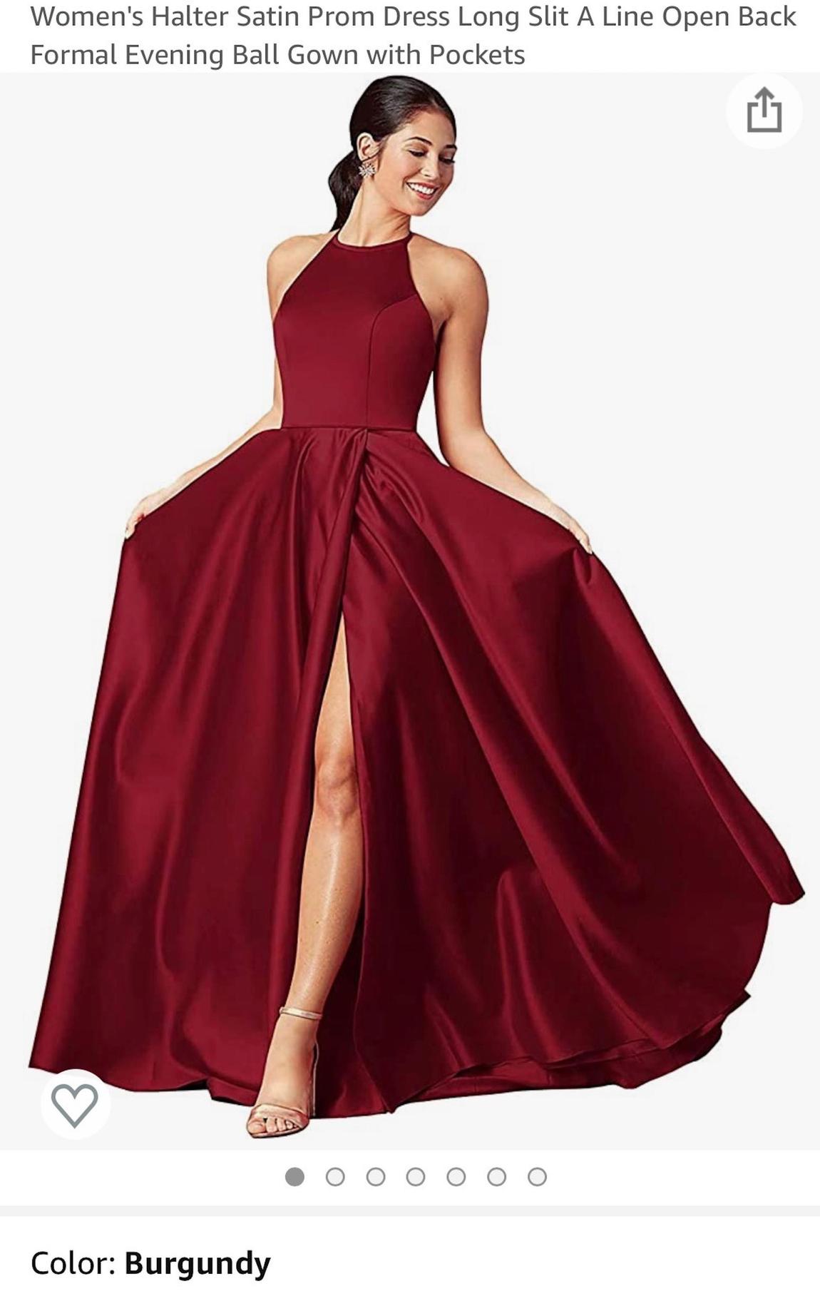 Size 4 Prom Halter Burgundy Red Ball Gown on Queenly