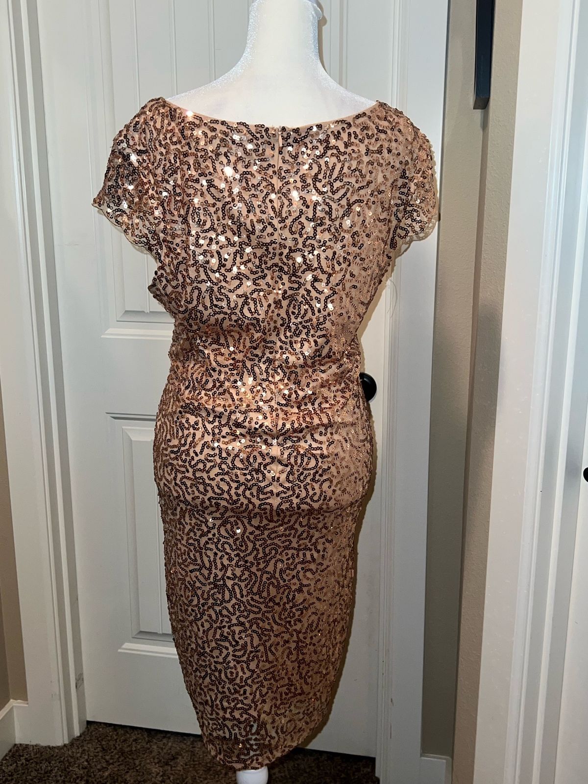Size 12 Sequined Gold Floor Length Maxi on Queenly