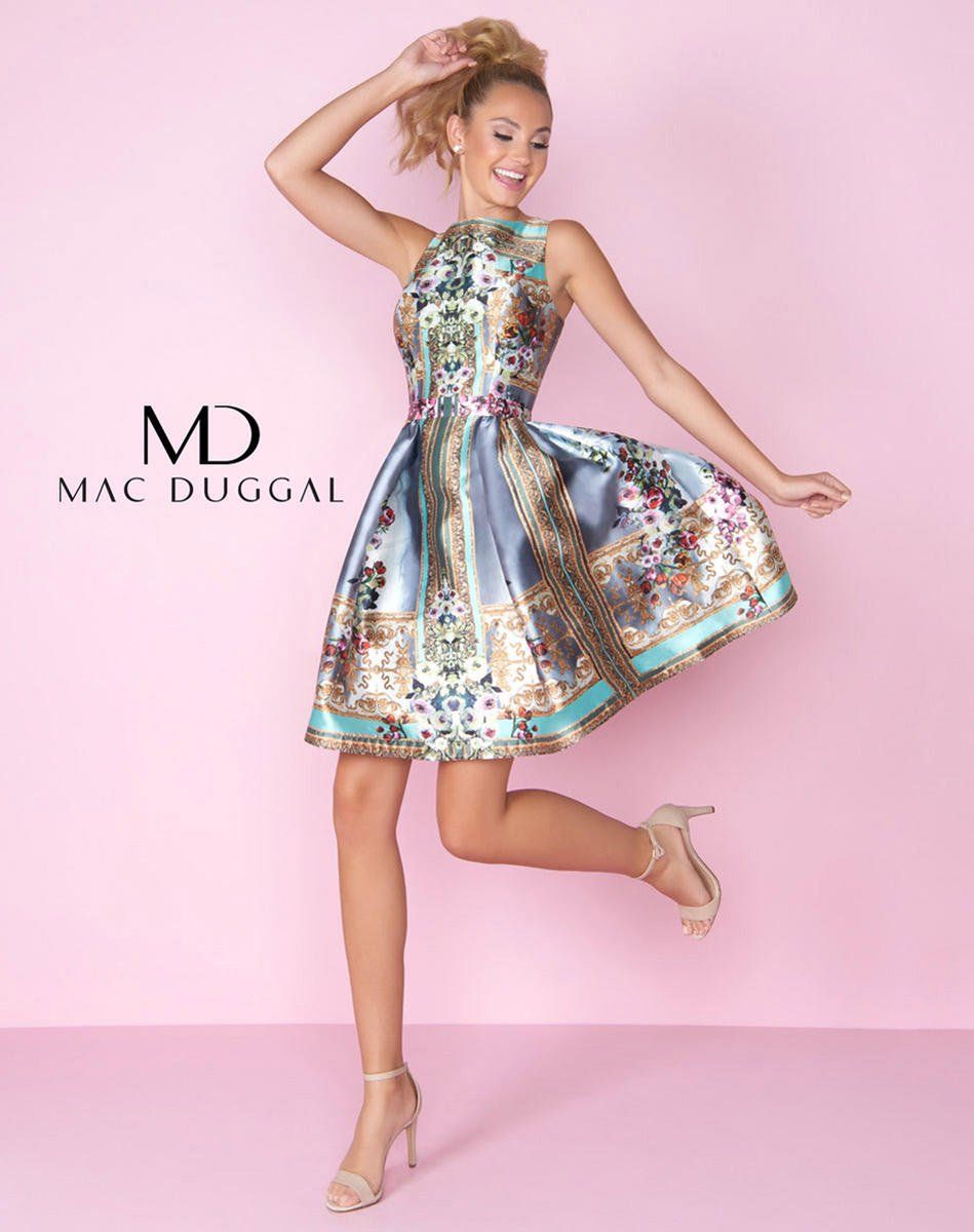 Style 66291C Mac Duggal Size 10 Floral Multicolor Cocktail Dress on Queenly