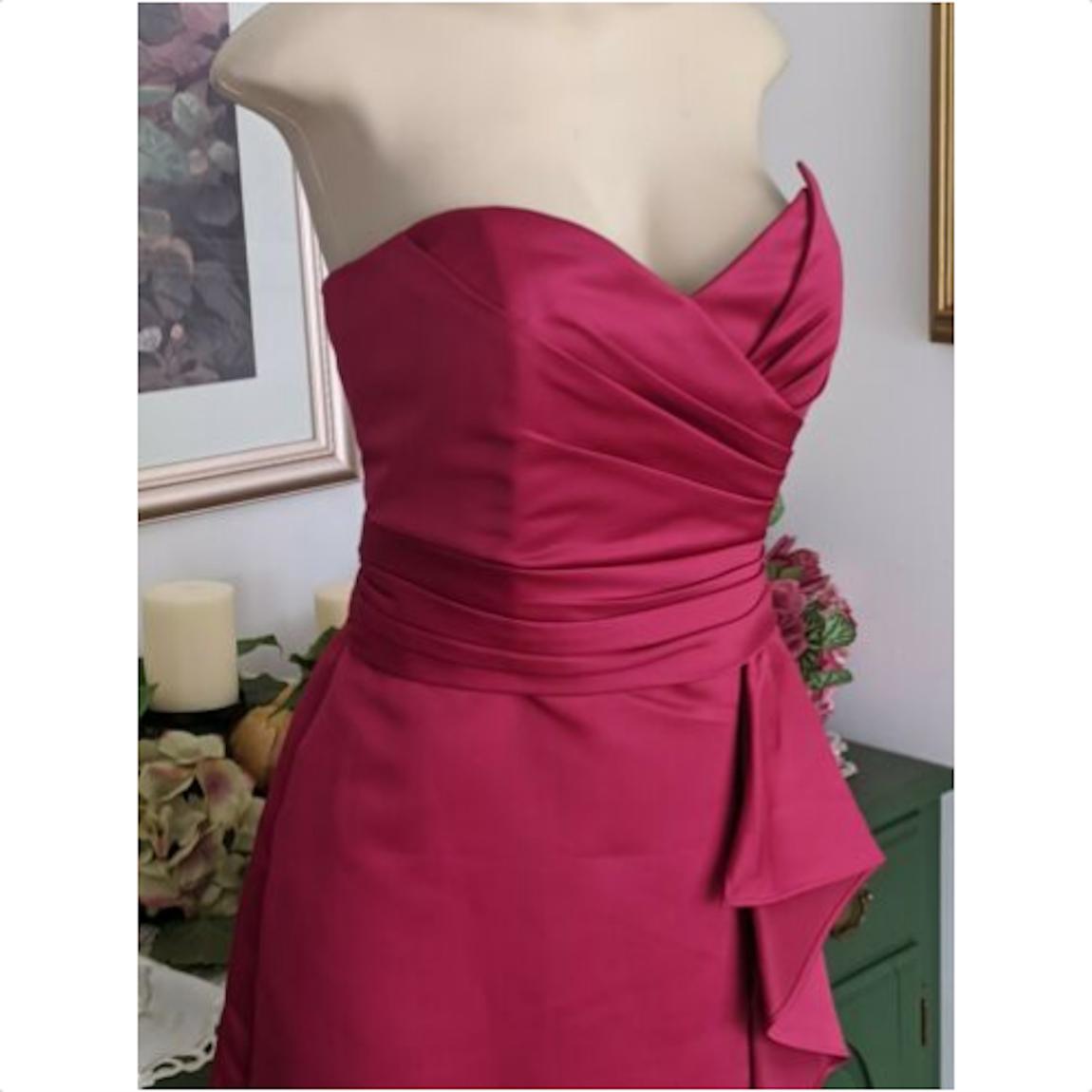 Eden Bridal Size 10 Bridesmaid Strapless Satin Red Cocktail Dress on Queenly