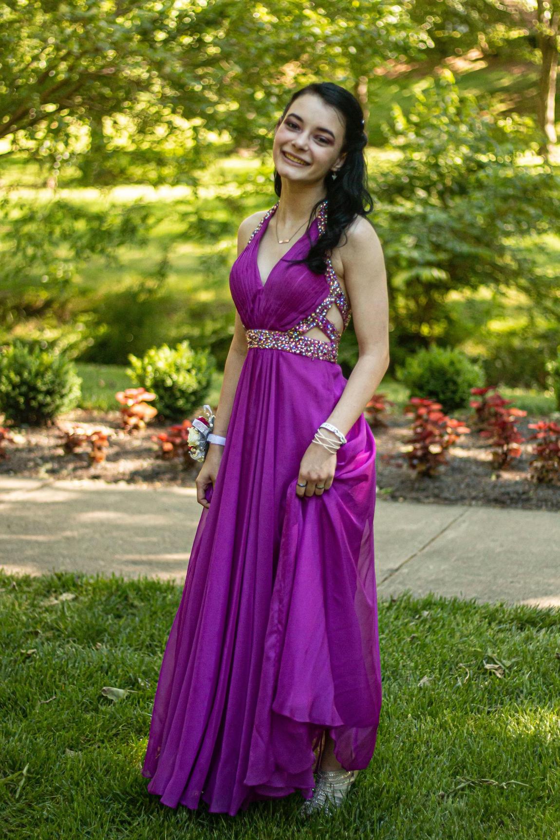Size 0 Prom Sequined Purple Floor Length Maxi on Queenly