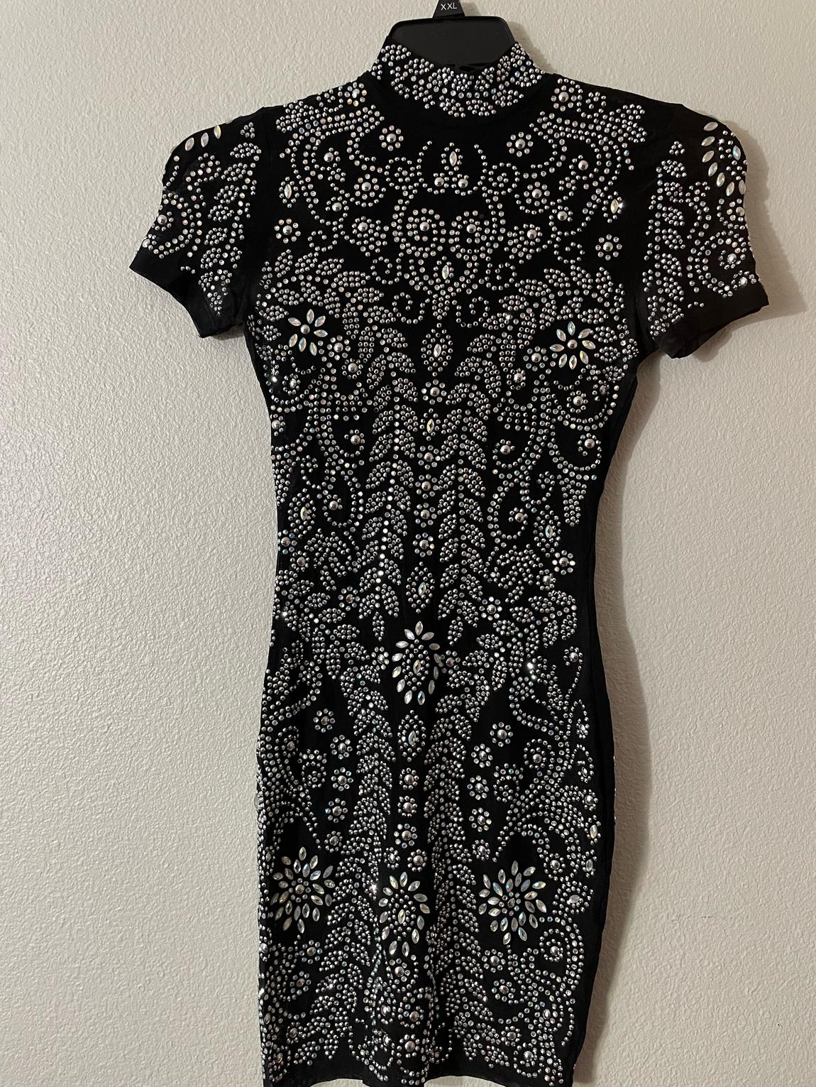 Size 4 High Neck Black Cocktail Dress on Queenly