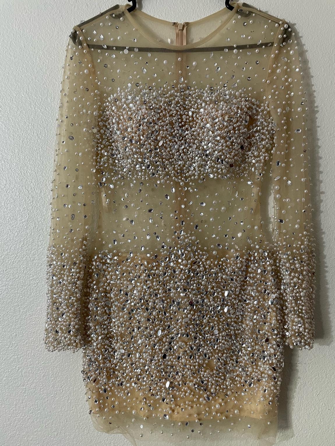 Size 8 Sequined Nude Cocktail Dress on Queenly