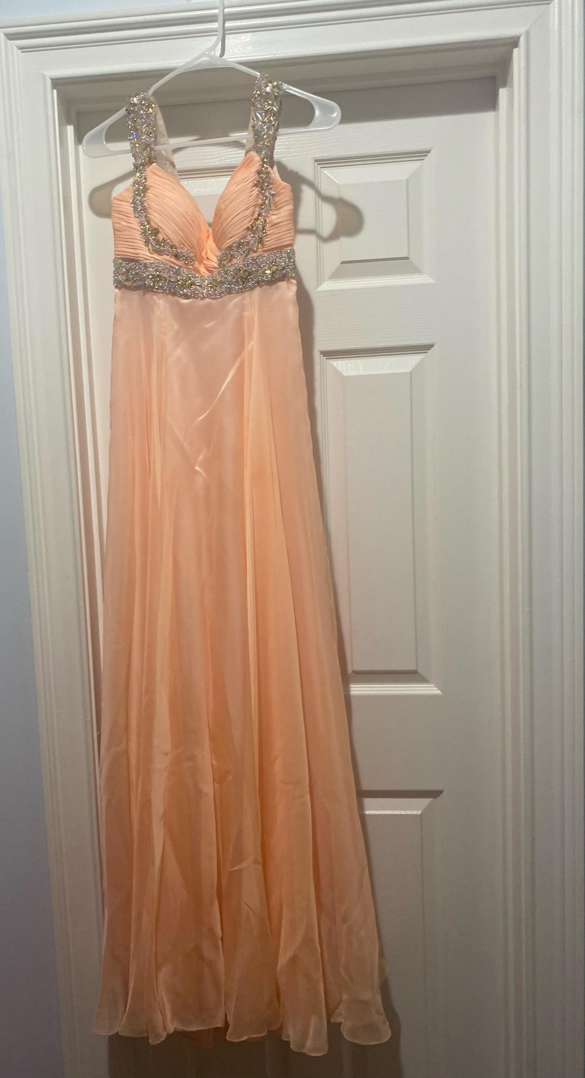 Size 2 Prom Sequined Orange Floor Length Maxi on Queenly
