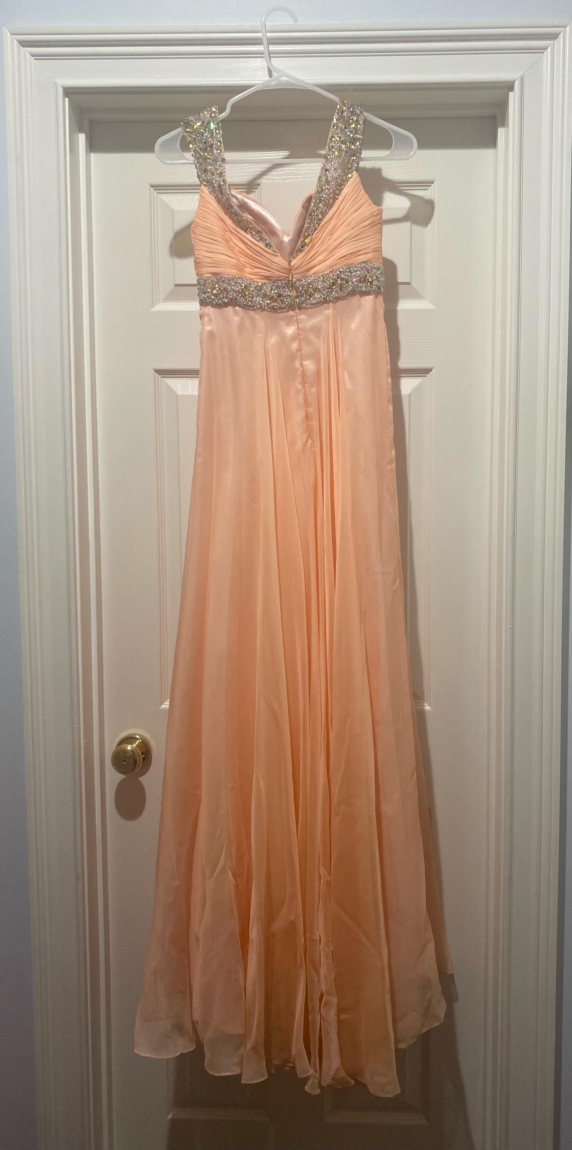 Size 2 Prom Sequined Orange Floor Length Maxi on Queenly