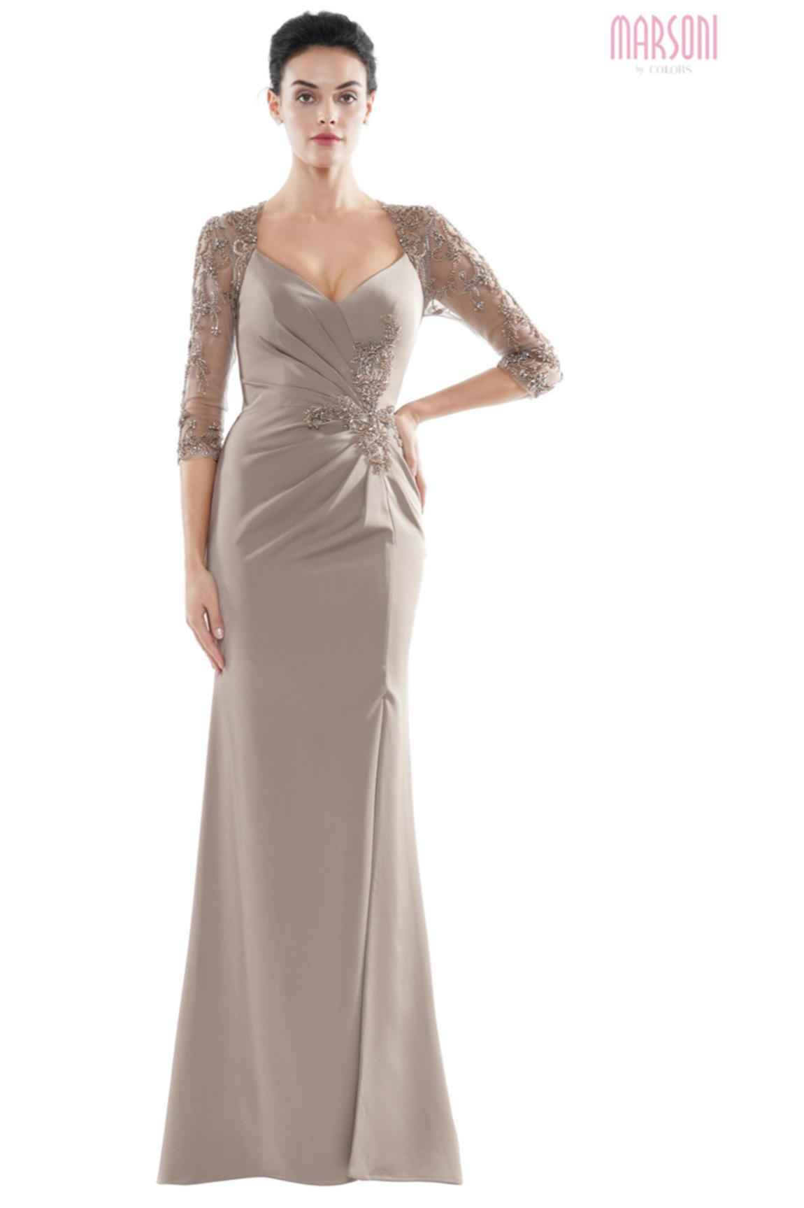 Style TAUPE EVENING GOWN Colors Size 10 Prom Lace Nude Floor Length Maxi on Queenly