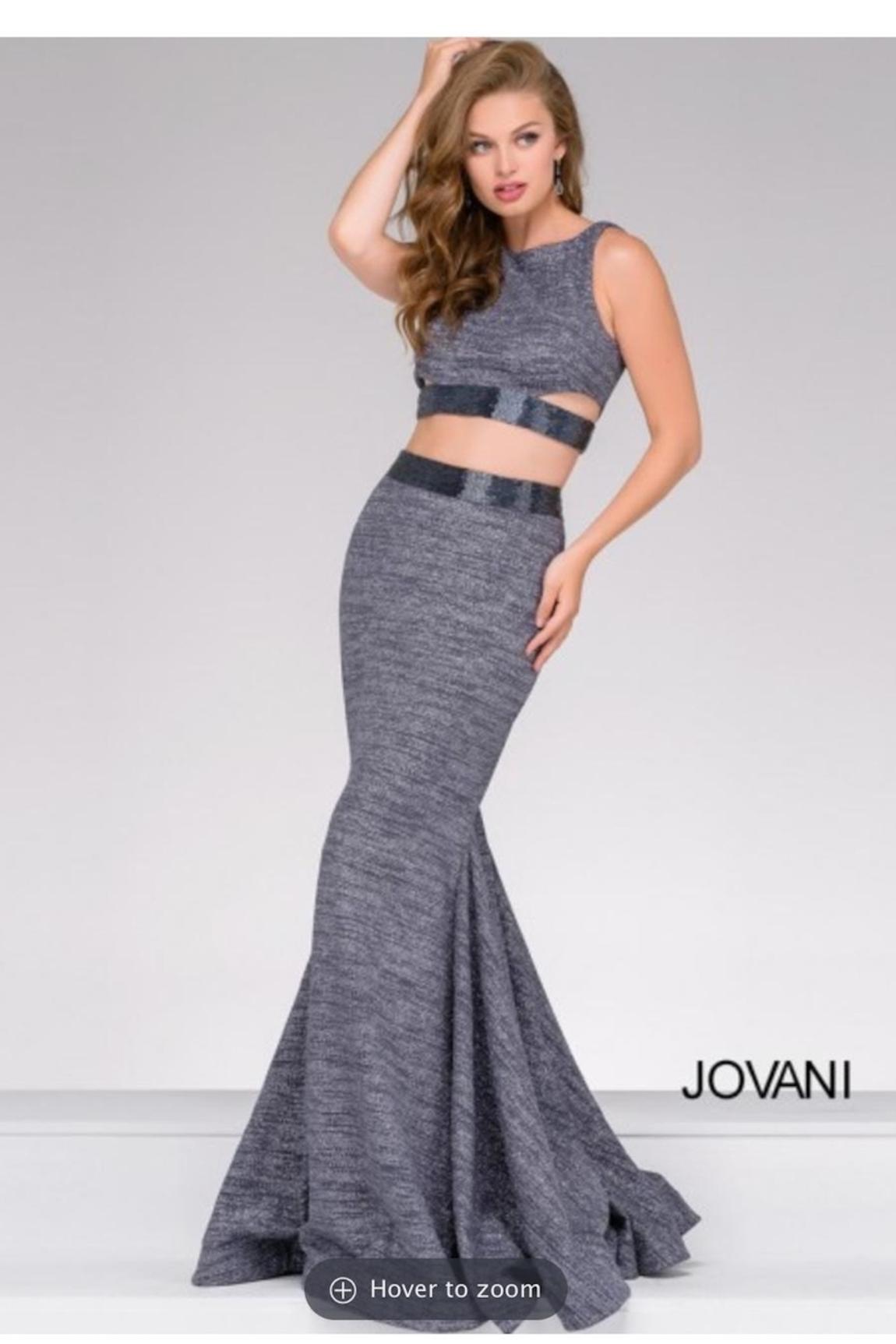 Style GLITTER TWO PIECE Jovani Size 2 Silver Mermaid Dress on Queenly