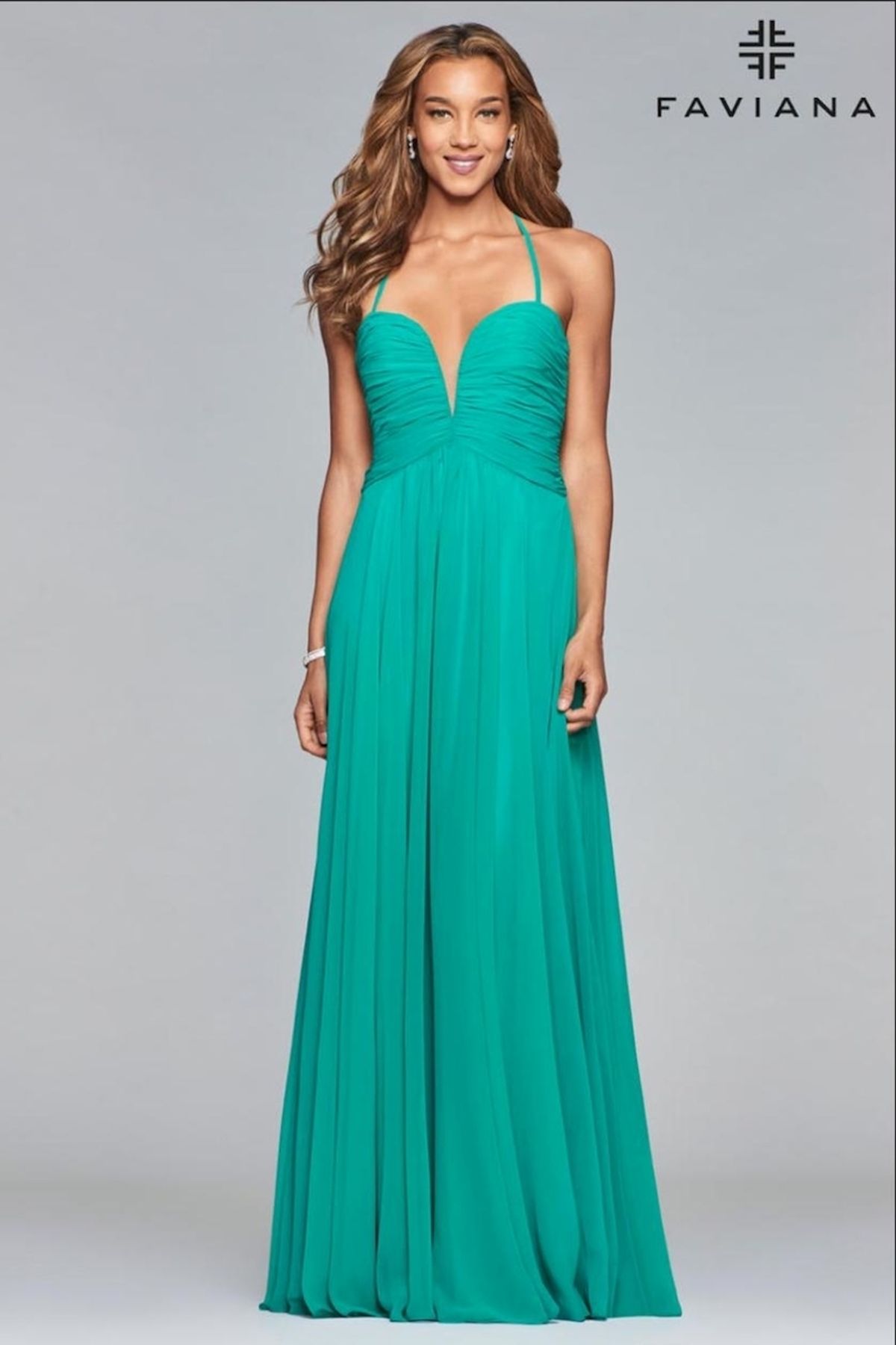 Style 10024 Faviana Size 2 Wedding Guest Green Floor Length Maxi on Queenly