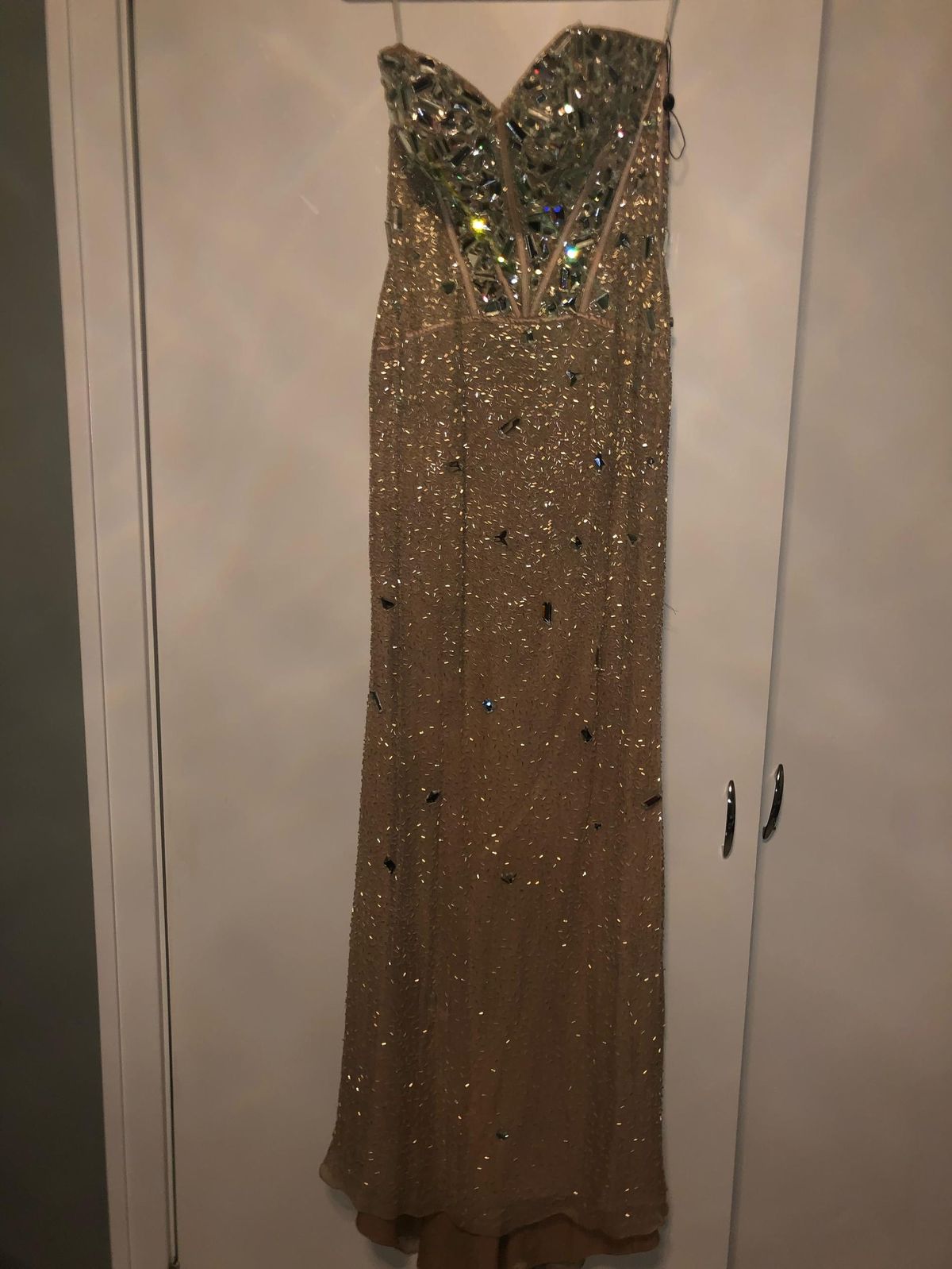 Sherri Hill Size 6 Prom Strapless Sequined Nude Floor Length Maxi on Queenly