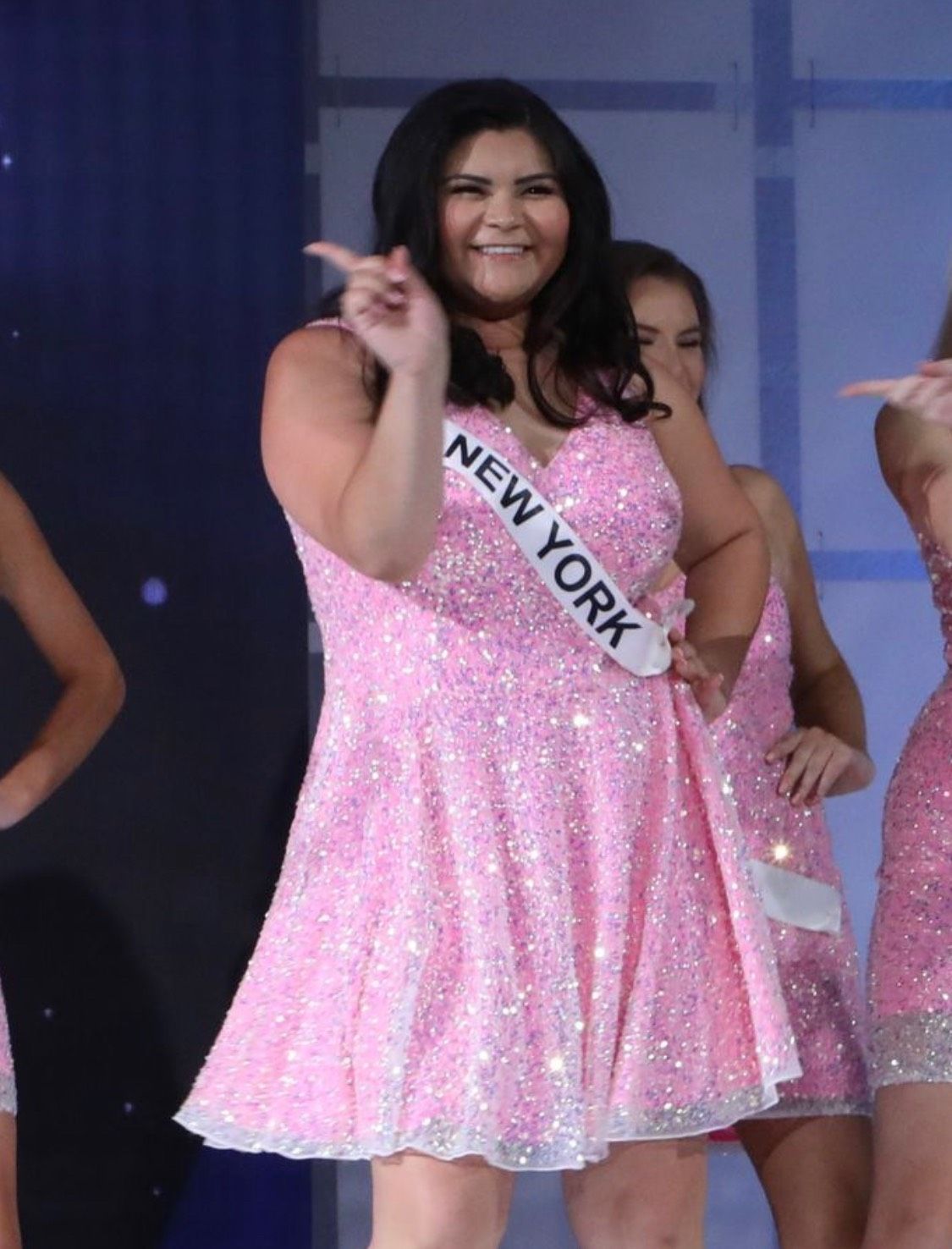 Ashley Lauren Plus Size 22 Homecoming Sequined Pink Cocktail Dress on Queenly