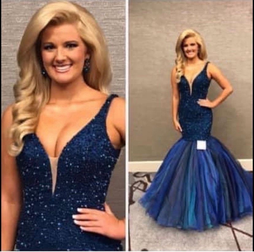 Sherri Hill Size 4 Prom Navy Blue Mermaid Dress on Queenly