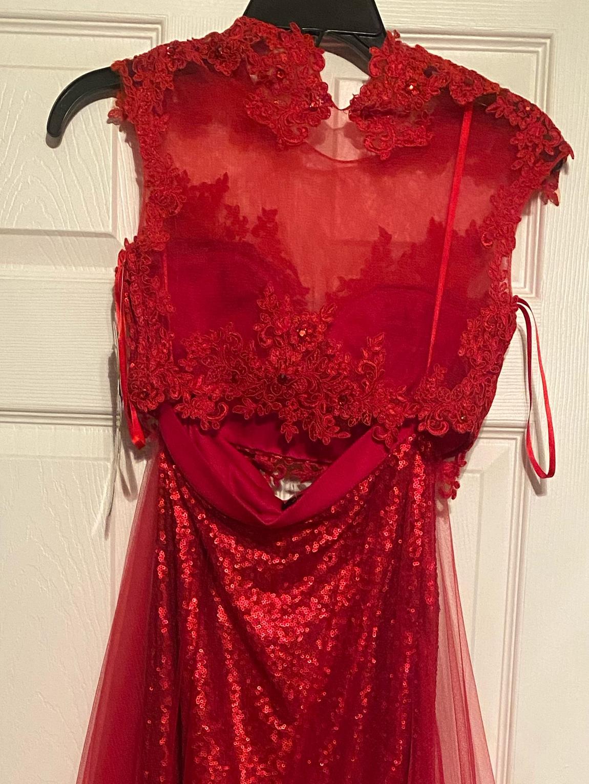 Jolene Size 0 Red Dress With Train on Queenly