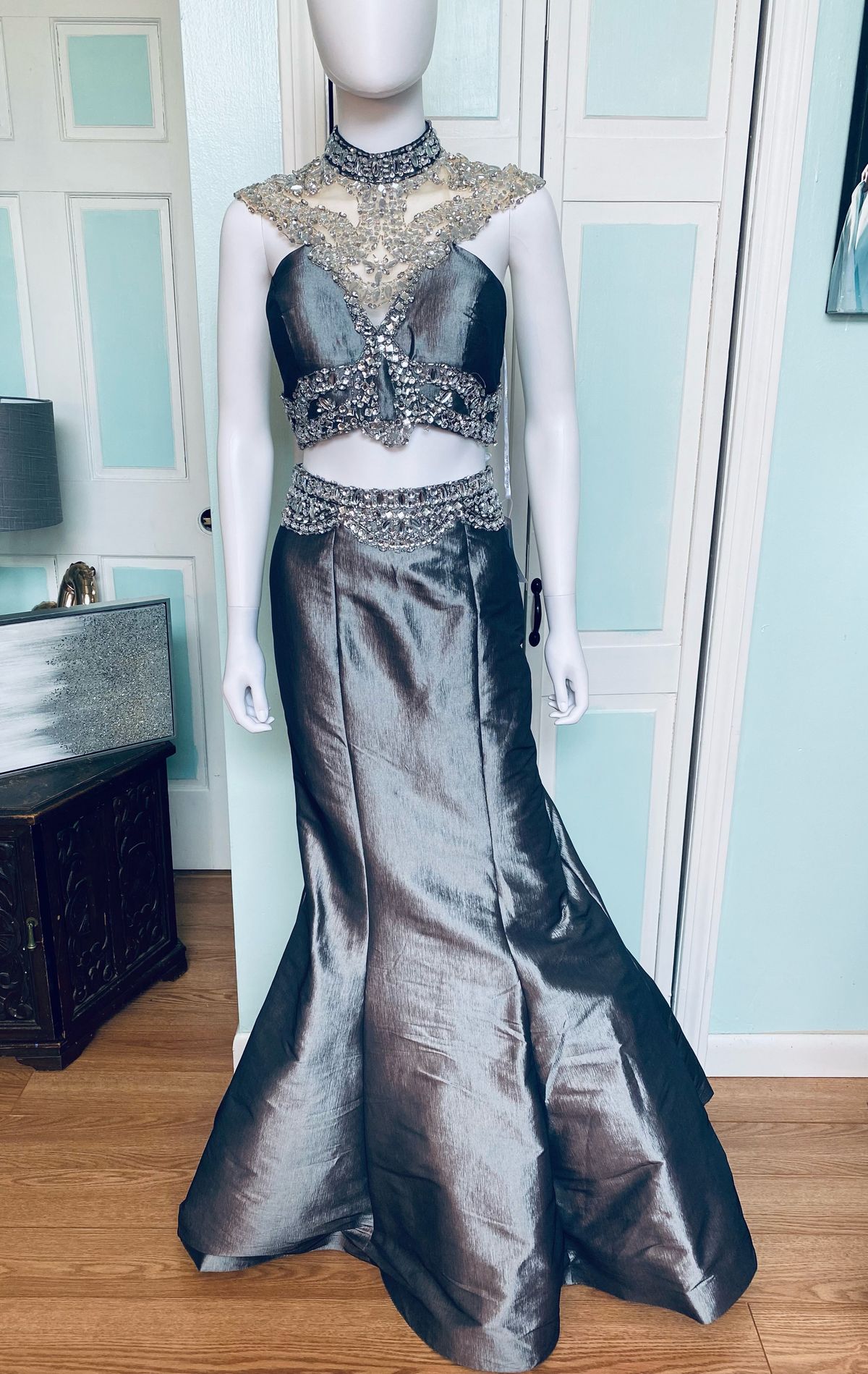 Rachel Allan Size 8 Prom Silver Mermaid Dress on Queenly