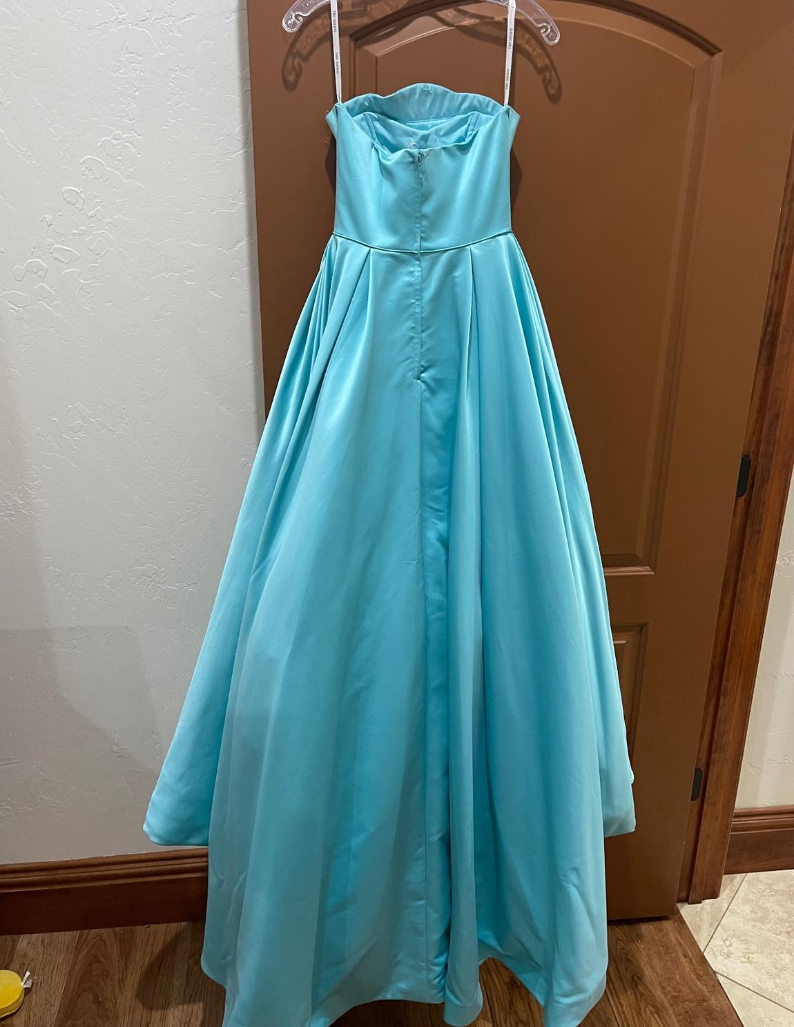 Sherri Hill Size 0 Prom Strapless Sequined Light Blue Ball Gown on Queenly