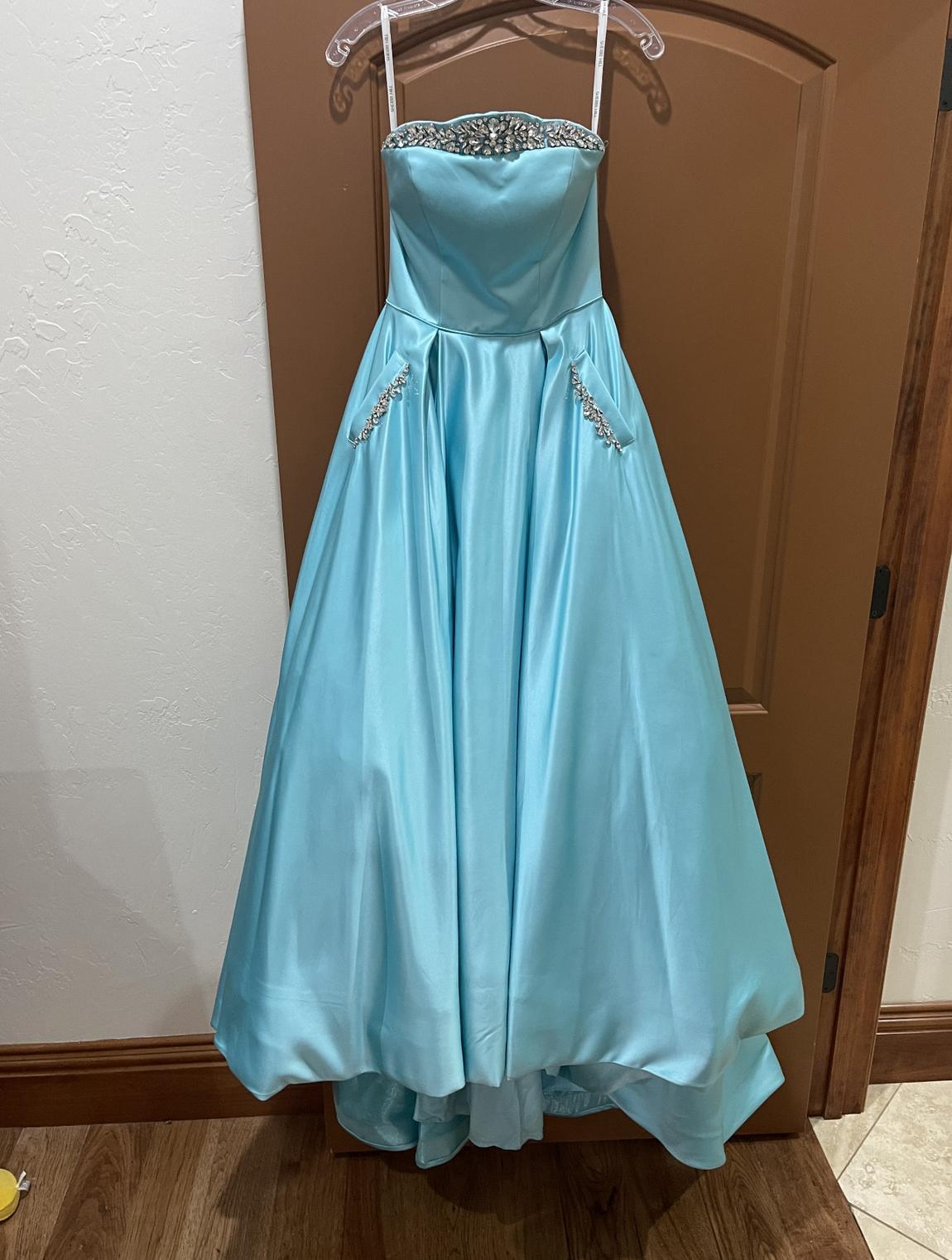 Sherri Hill Size 0 Prom Strapless Sequined Light Blue Ball Gown on Queenly