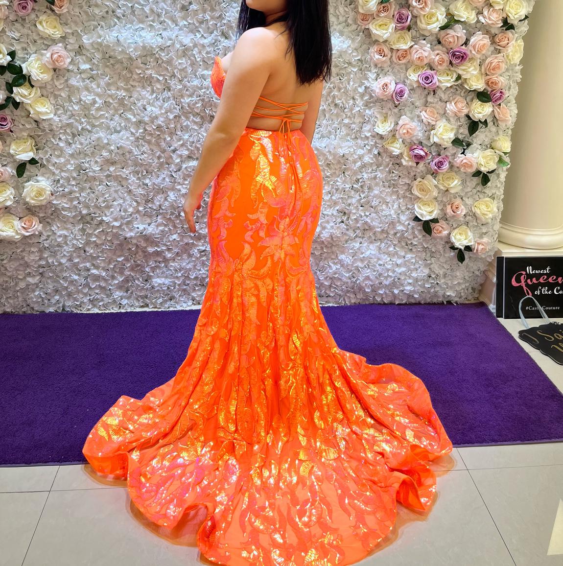 Jovani Size 4 Prom Orange Mermaid Dress on Queenly