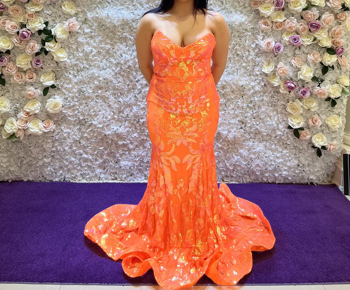Jovani Orange Size 4 Prom Mermaid Dress on Queenly