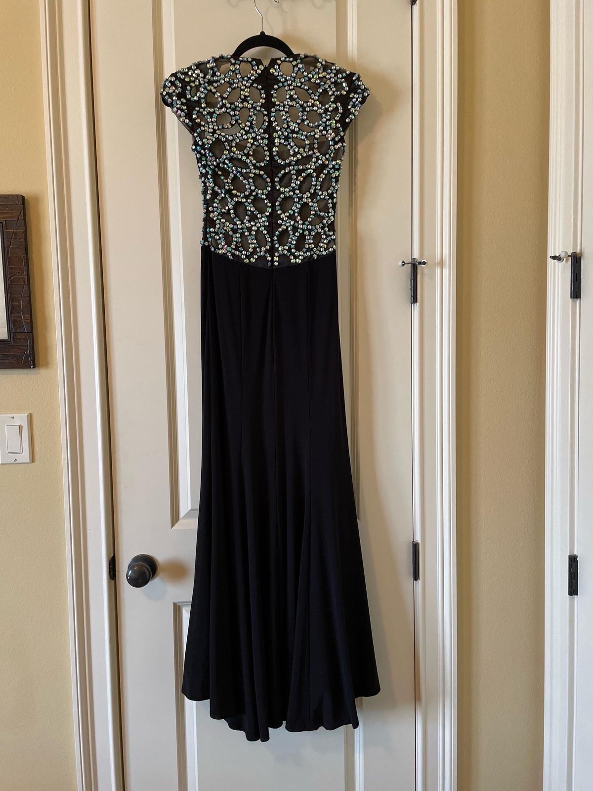 Claudine Size 00 Prom Satin Black Floor Length Maxi on Queenly