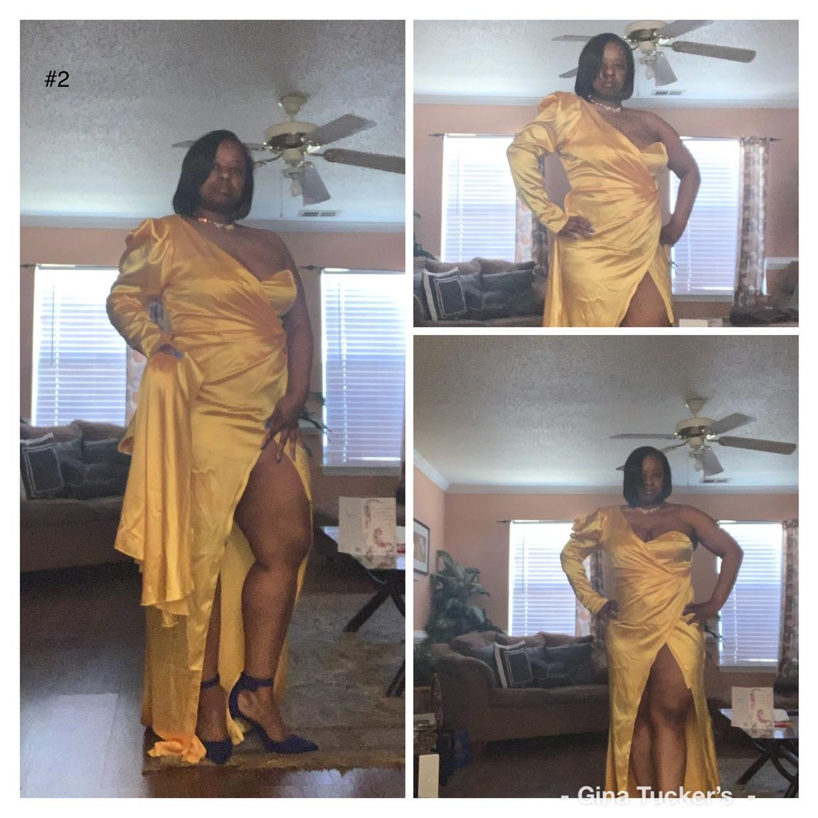 Size 14 Yellow Side Slit Dress on Queenly