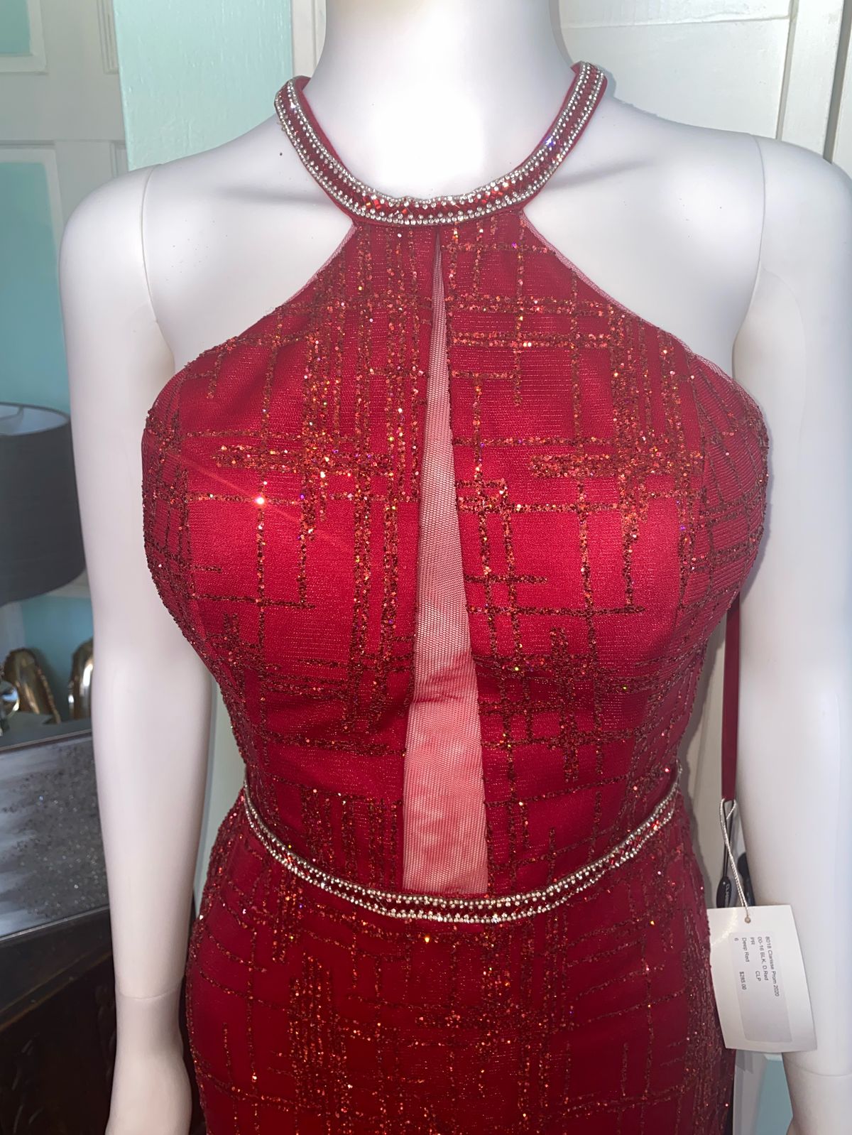 Clarisse Size 6 Prom Sheer Red A-line Dress on Queenly