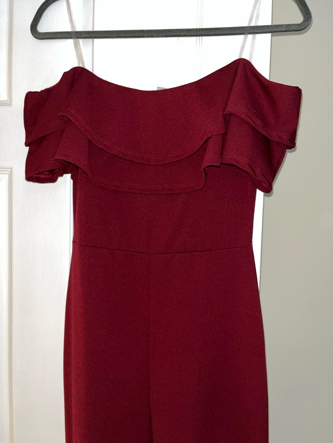 Size 2 Burgundy Red Formal Jumpsuit on Queenly