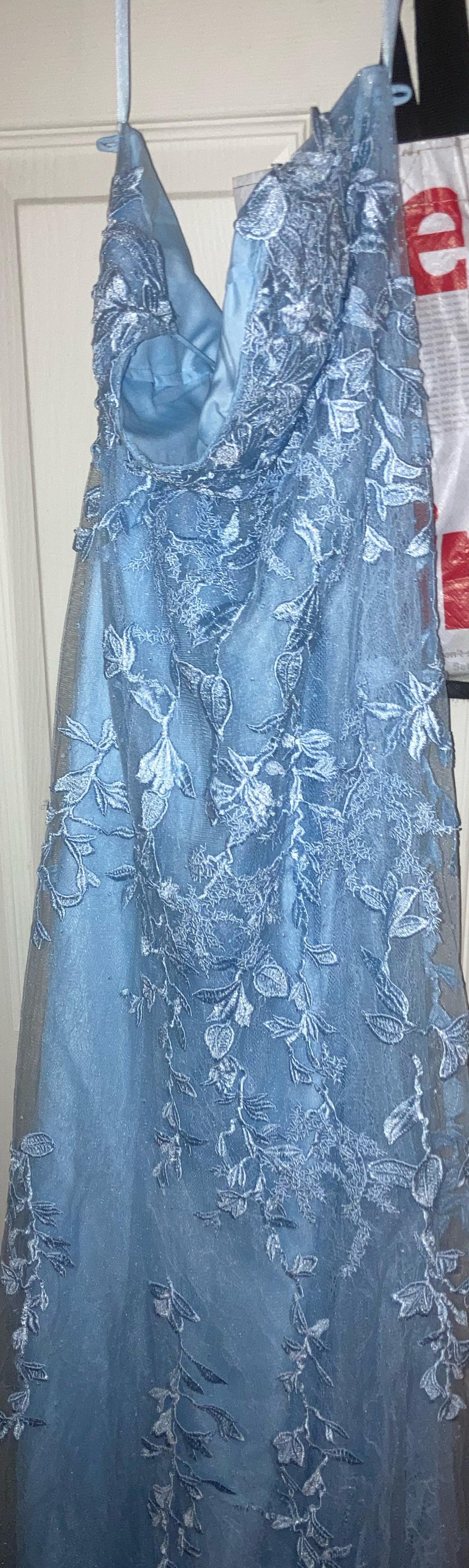 Sherri Hill Size 6 Prom Lace Light Blue Floor Length Maxi on Queenly