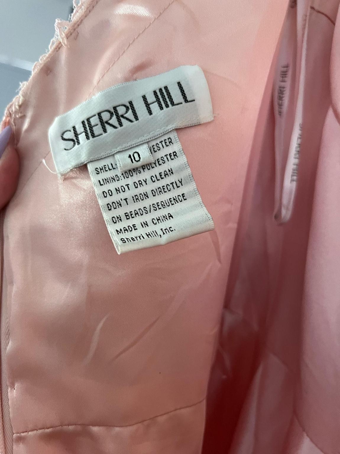 Sherri Hill Size 10 Prom Off The Shoulder Lace Light Pink Ball Gown on Queenly