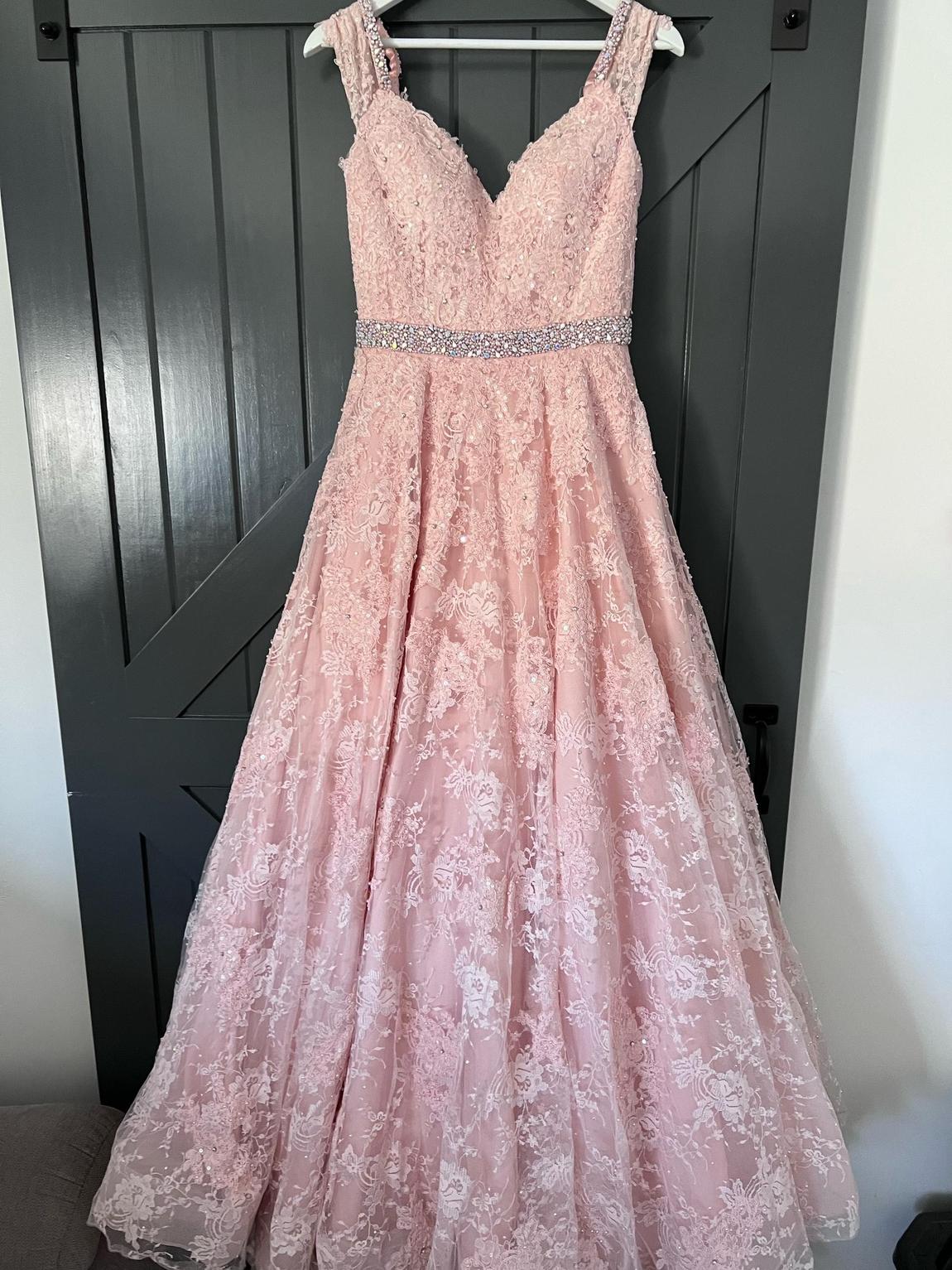 Sherri Hill Size 10 Prom Off The Shoulder Lace Light Pink Ball Gown on Queenly