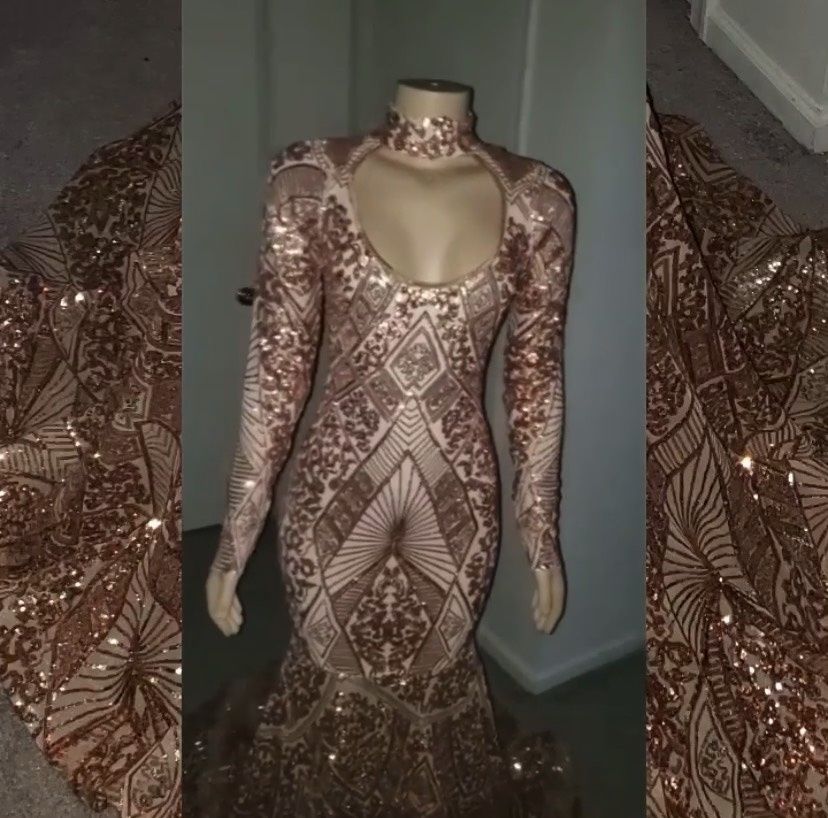 Size 14 Rose Gold Mermaid Dress on Queenly