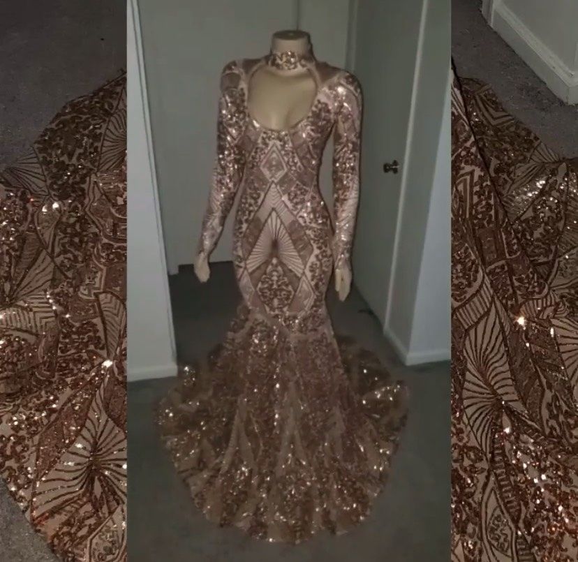 Size 14 Rose Gold Mermaid Dress on Queenly