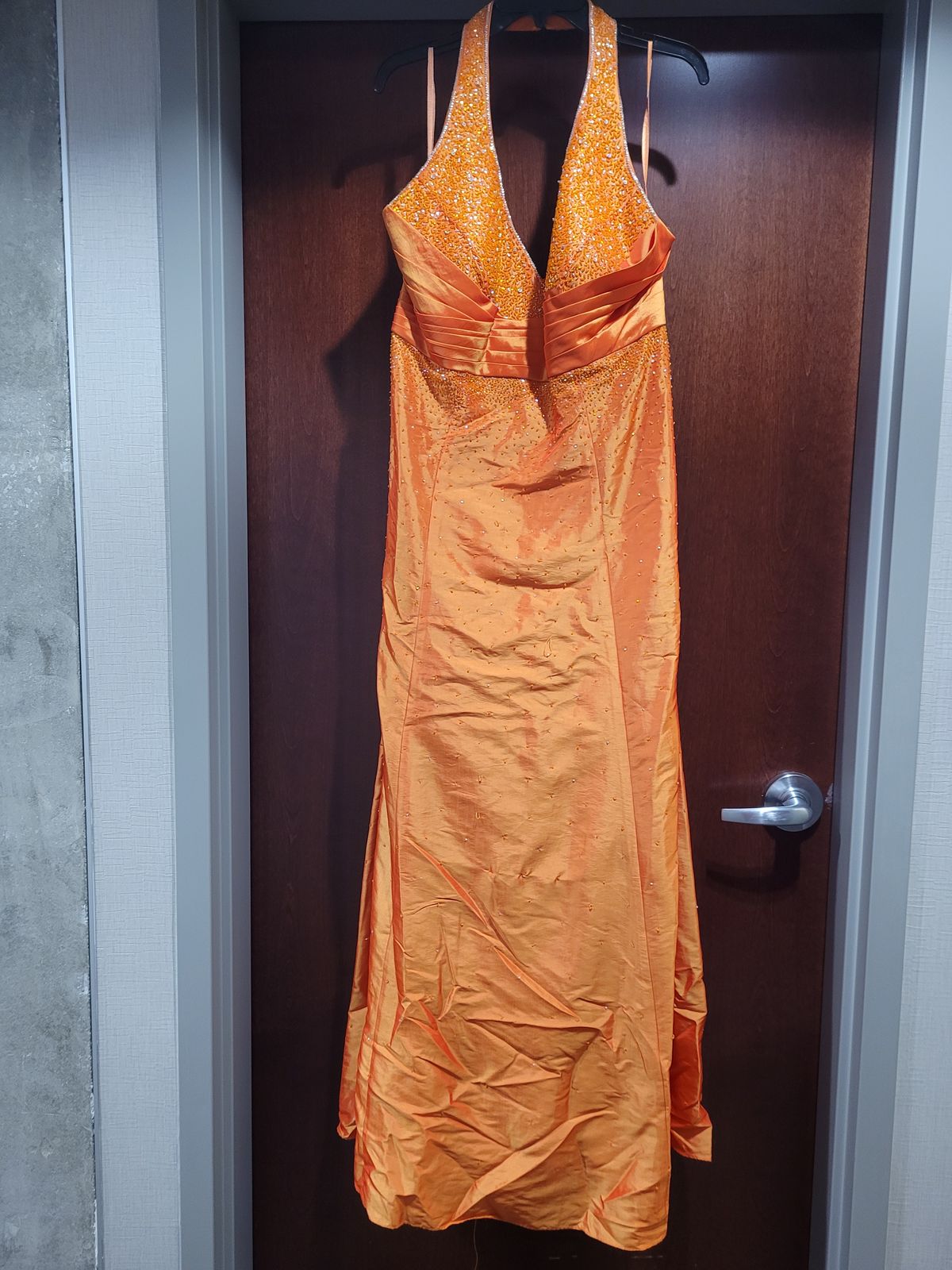 Style 8033 Aurora Prom Plus Size 20 Halter Orange A-line Dress on Queenly