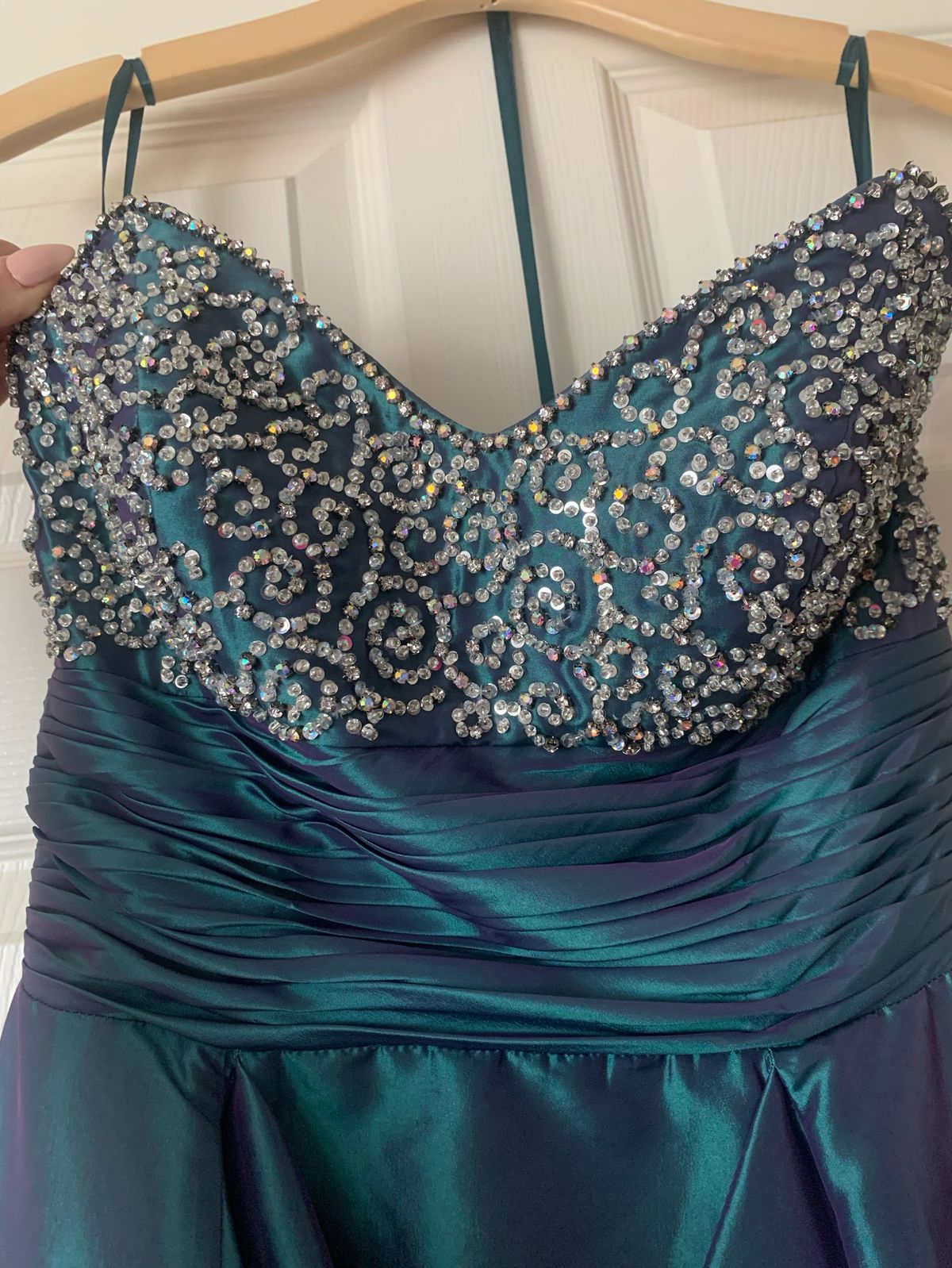 Jovani Size 4 Prom Strapless Sequined Blue Dress With Train on Queenly