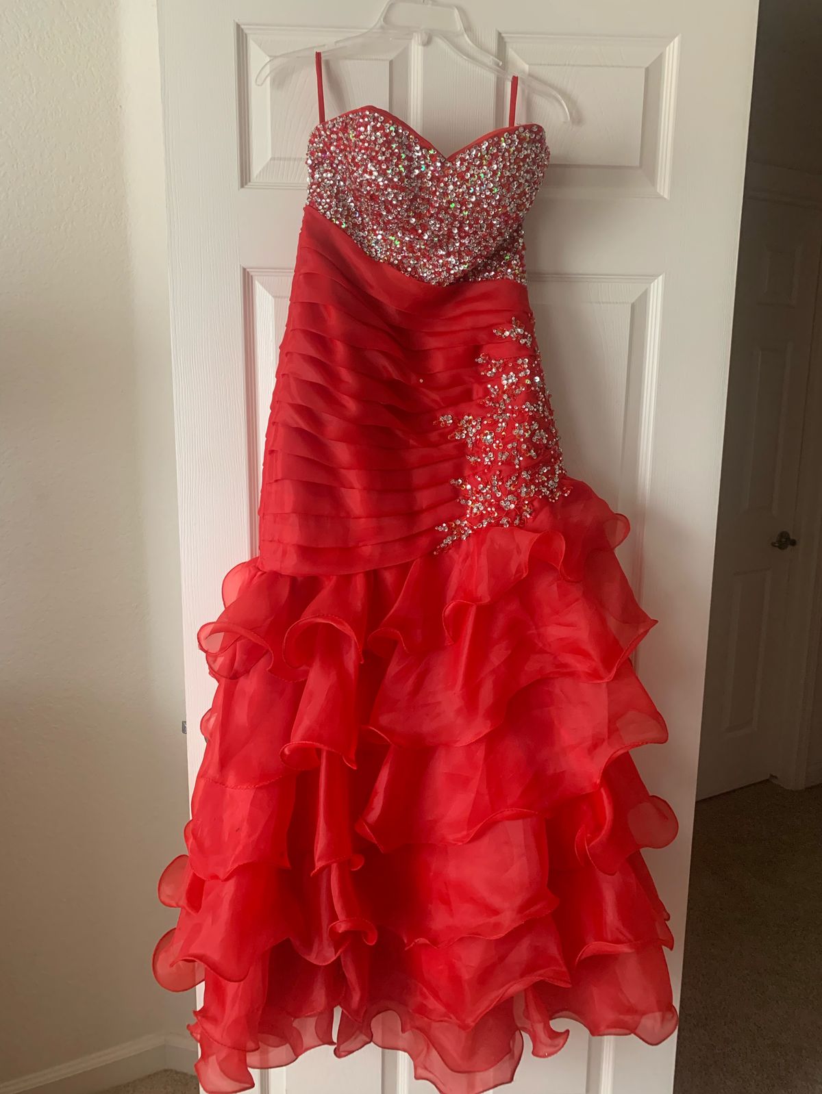 Size 4 Sequined Red Mermaid Dress on Queenly