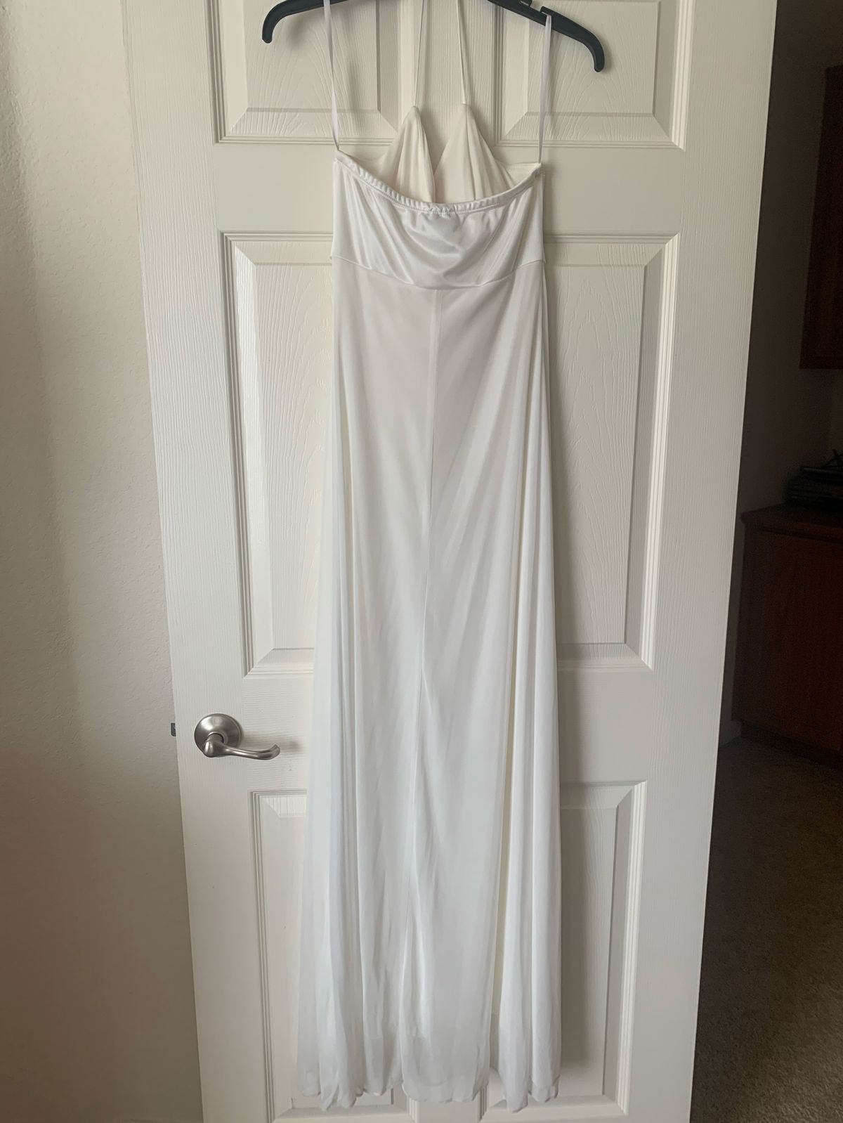 Size 4 Sequined White Floor Length Maxi on Queenly