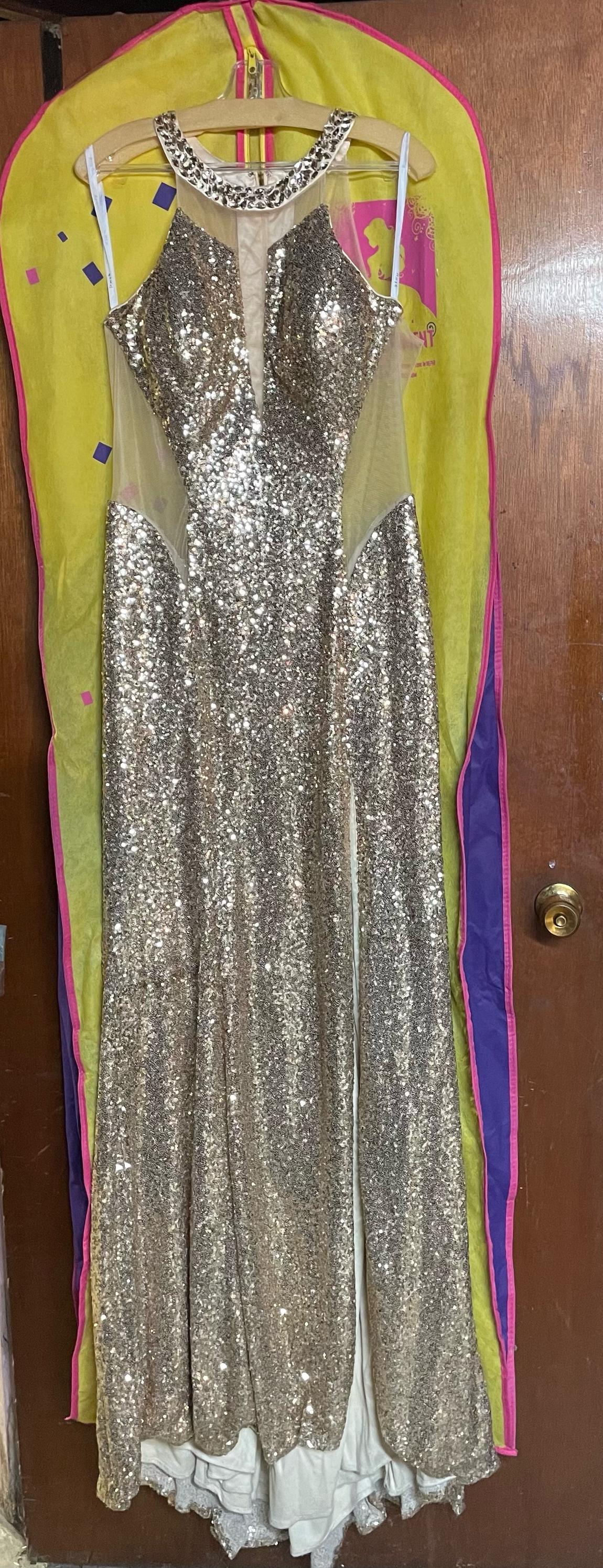 Size 14 Gold Floor Length Maxi on Queenly