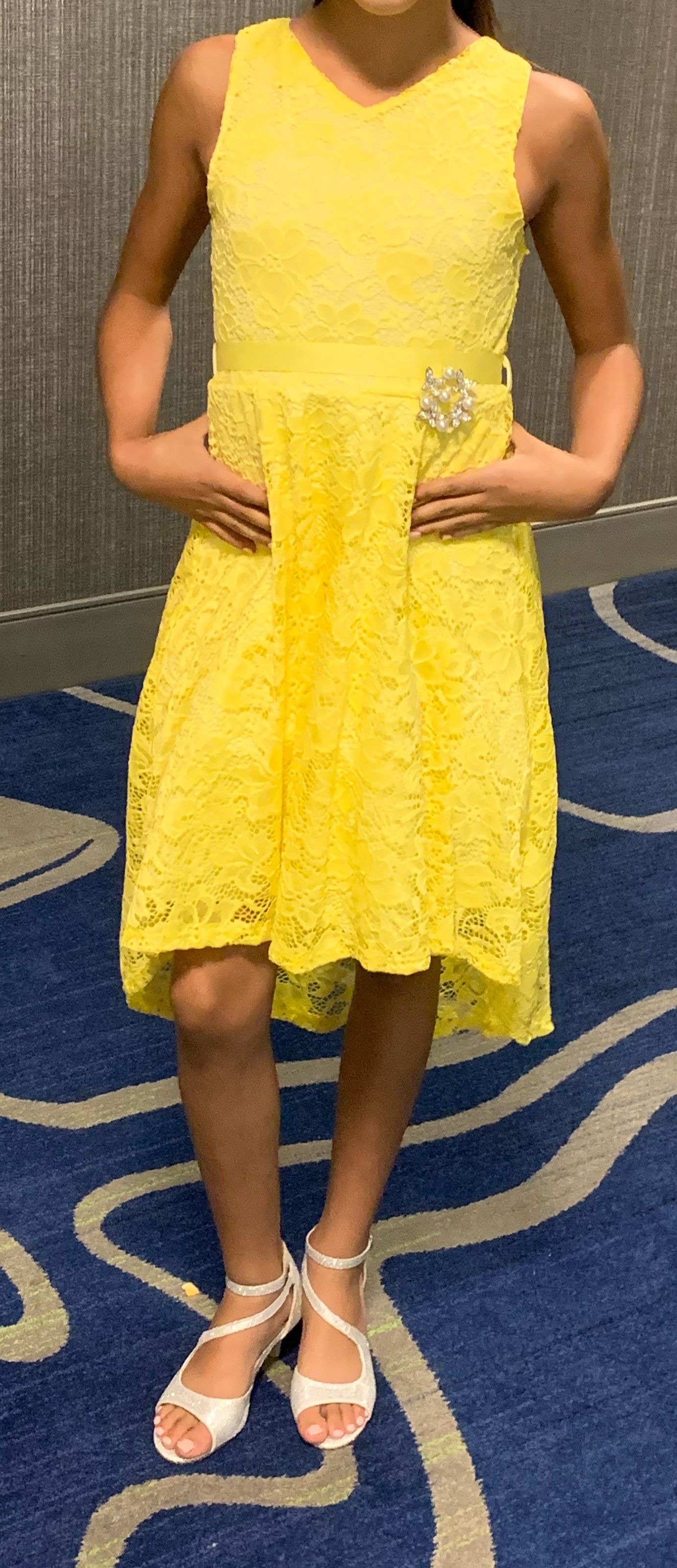 Girls Size 10 Pageant Interview Yellow Cocktail Dress on Queenly