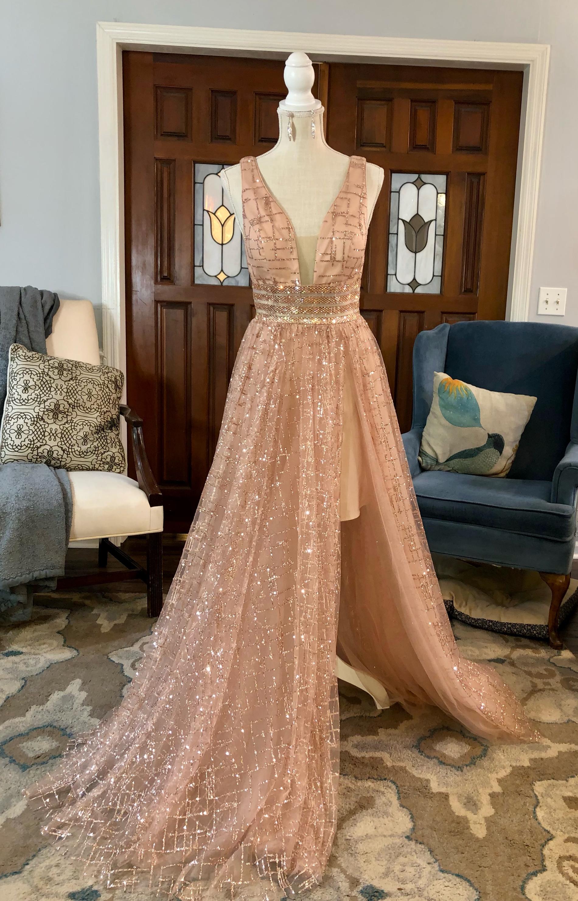 Alyce Paris Size 4 Prom Rose Gold Side Slit Dress on Queenly
