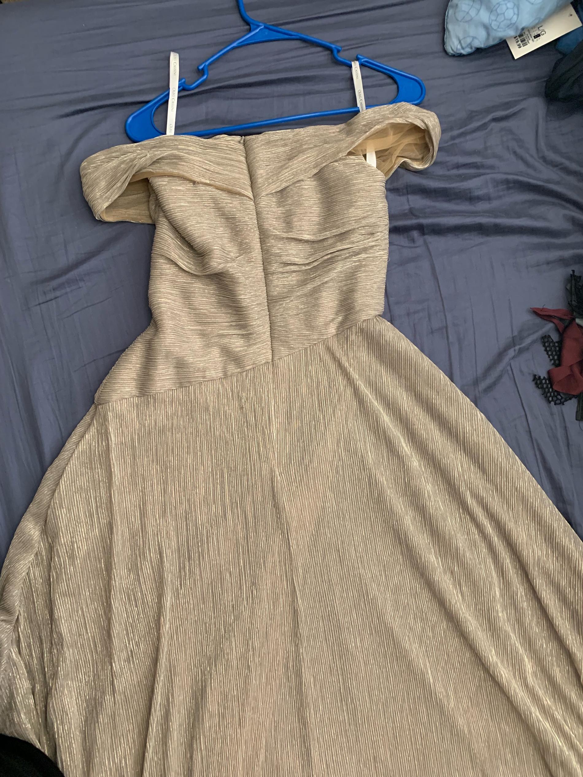 David's Bridal Size 6 Off The Shoulder Nude Dress With Train on Queenly