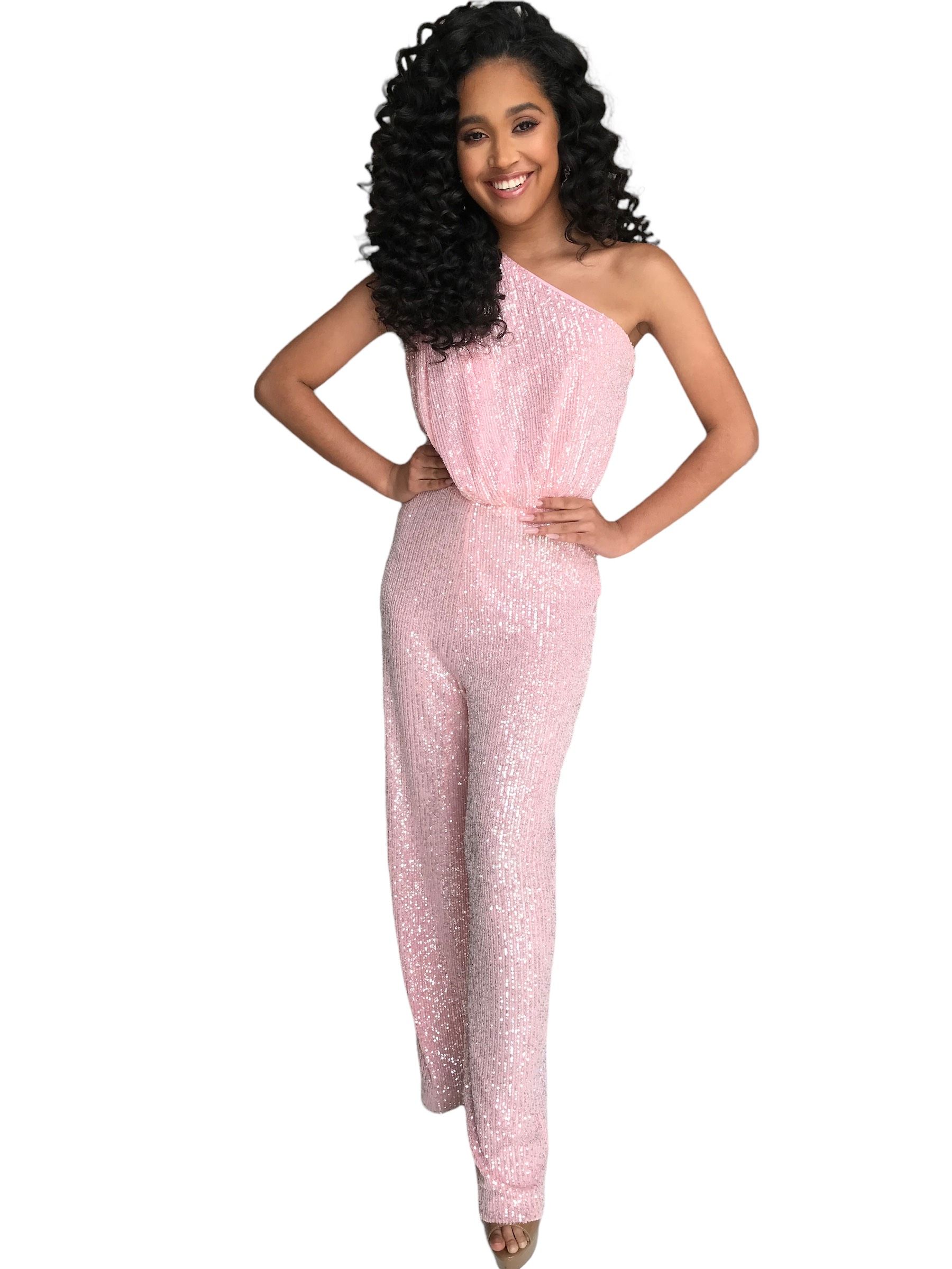 Jay Godfrey Size 0 Sequined Pink Formal Jumpsuit on Queenly