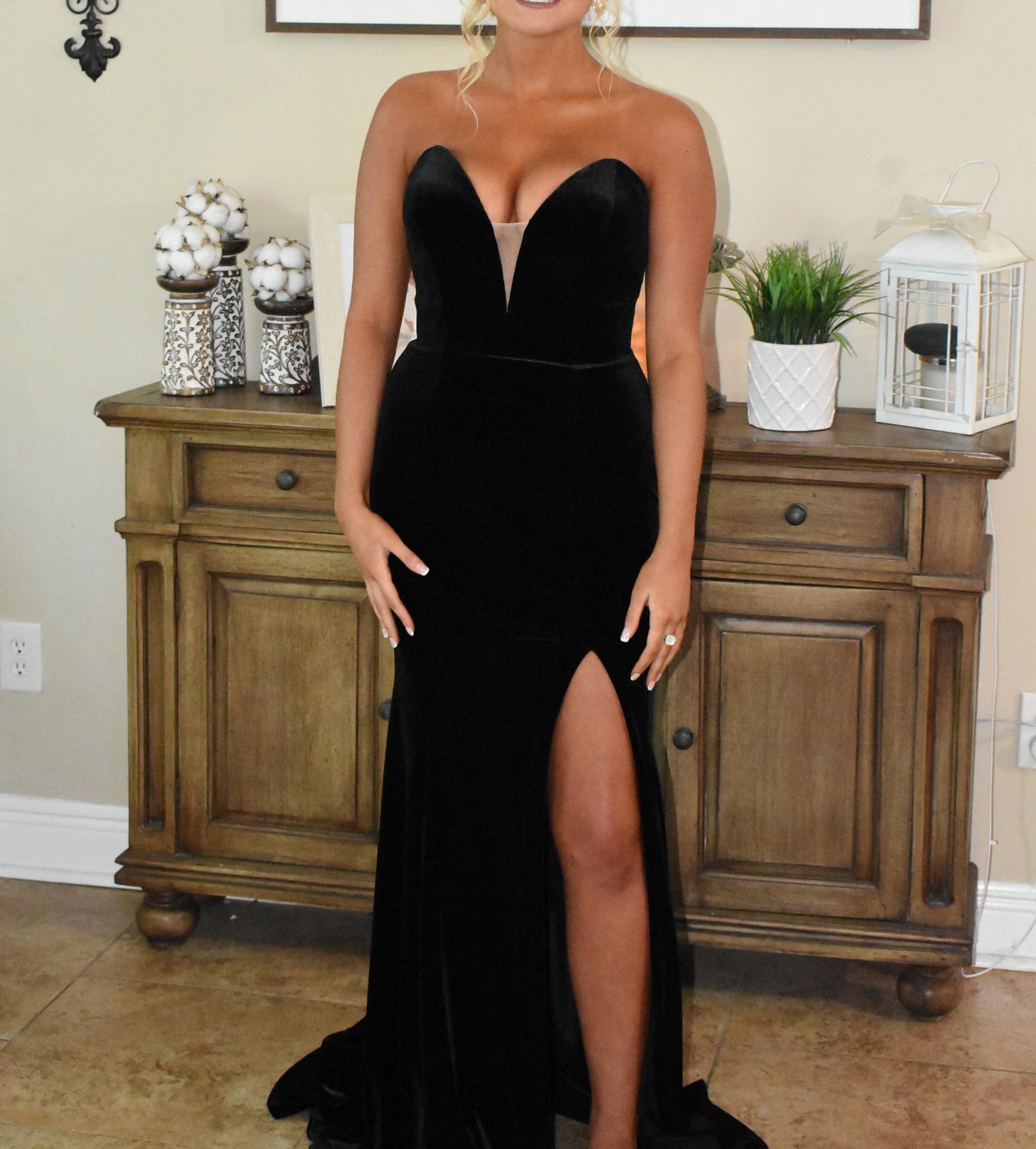 Johnathan Kayne Size 10 Velvet Black Mermaid Dress on Queenly