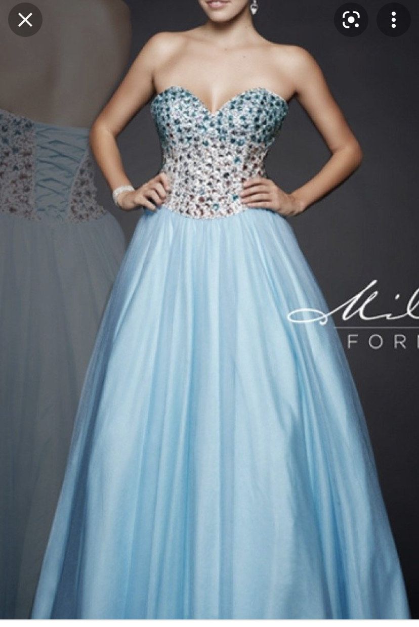 Milano Formals Size 2 Blue Ball Gown on Queenly