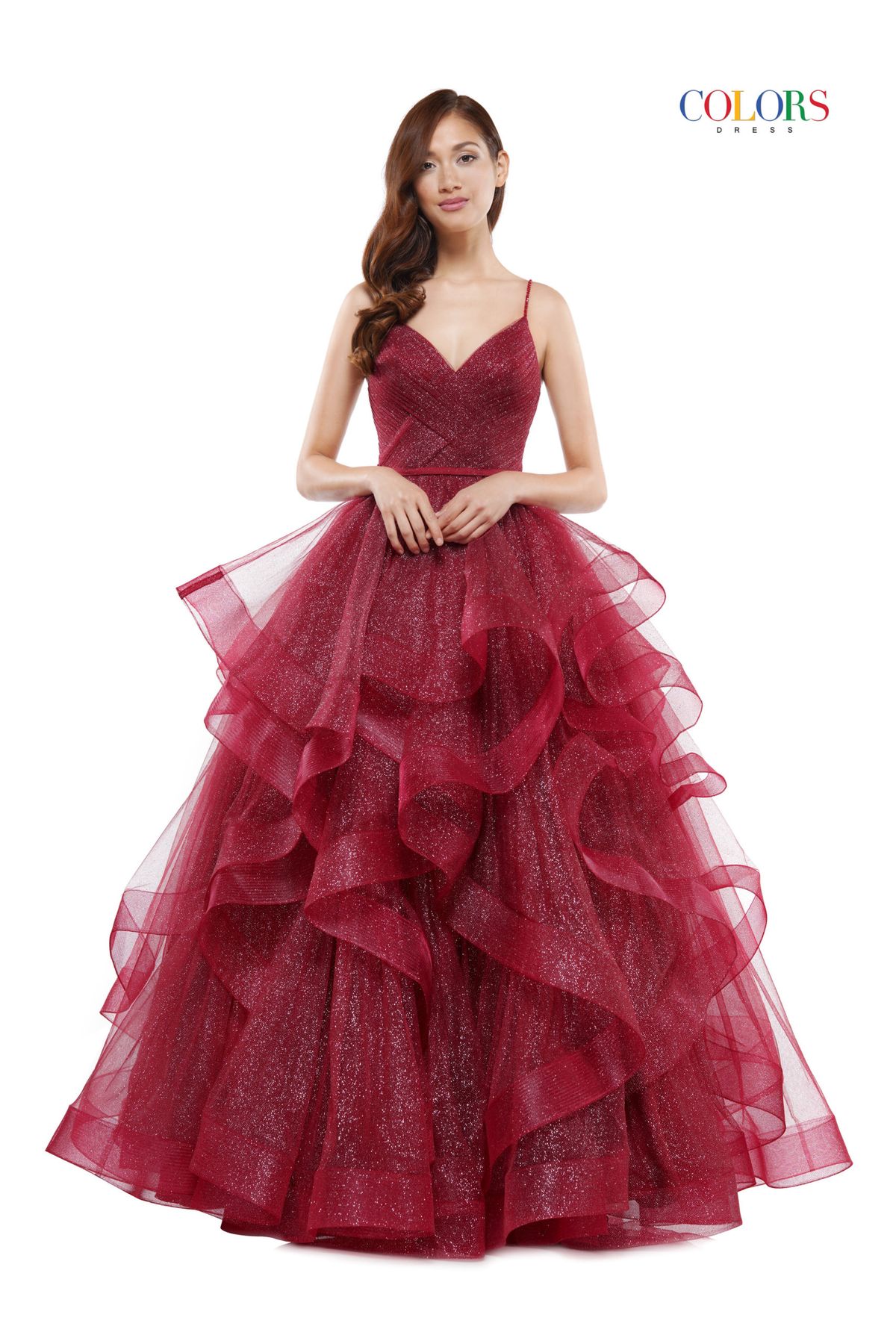 Style 2381 Colors Size 14 Prom Burgundy Red Ball Gown on Queenly