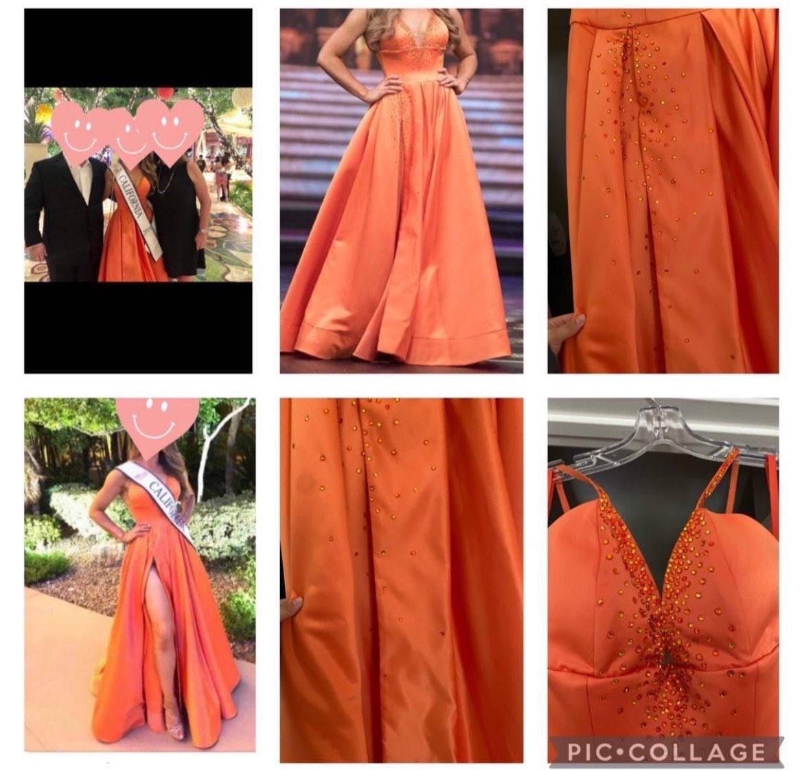 Size 4 Sequined Orange Ball Gown on Queenly