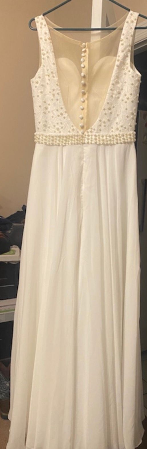 Hebeo Size 10 Strapless White A-line Dress on Queenly